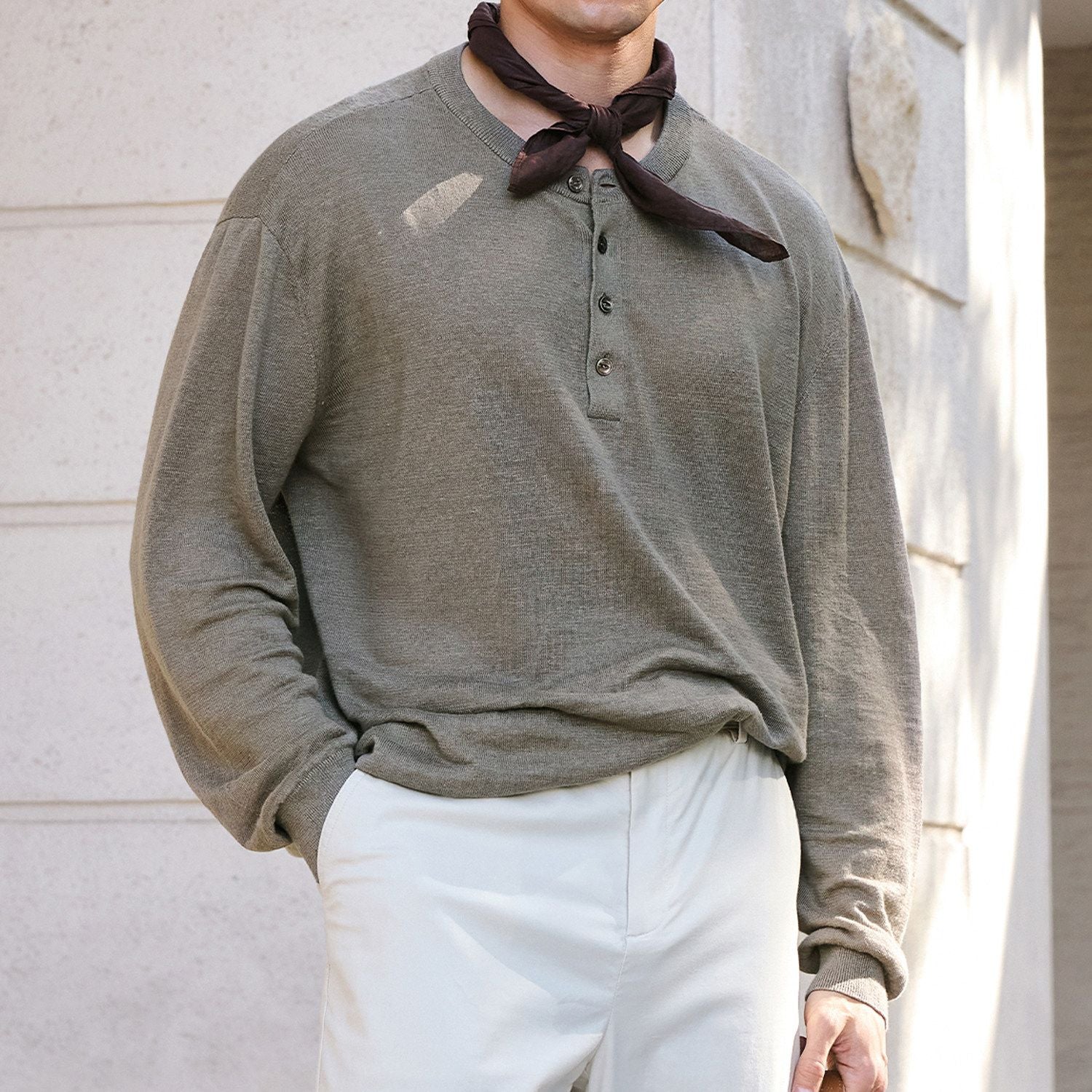 Linen Henley Sweater - Image 4