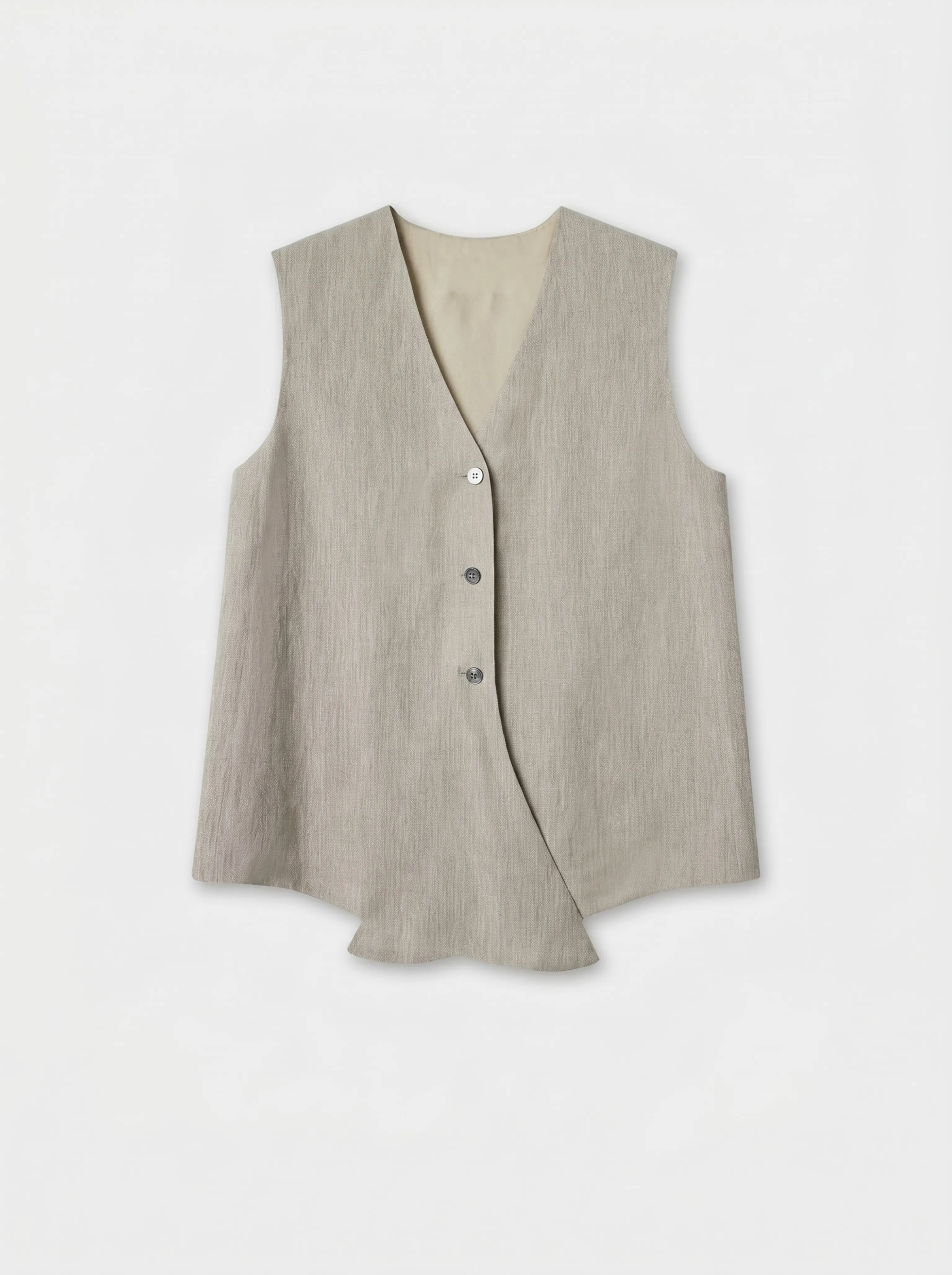Linen Melange Tie-Front Vest & Wide-Leg Trousers Set - Image 10