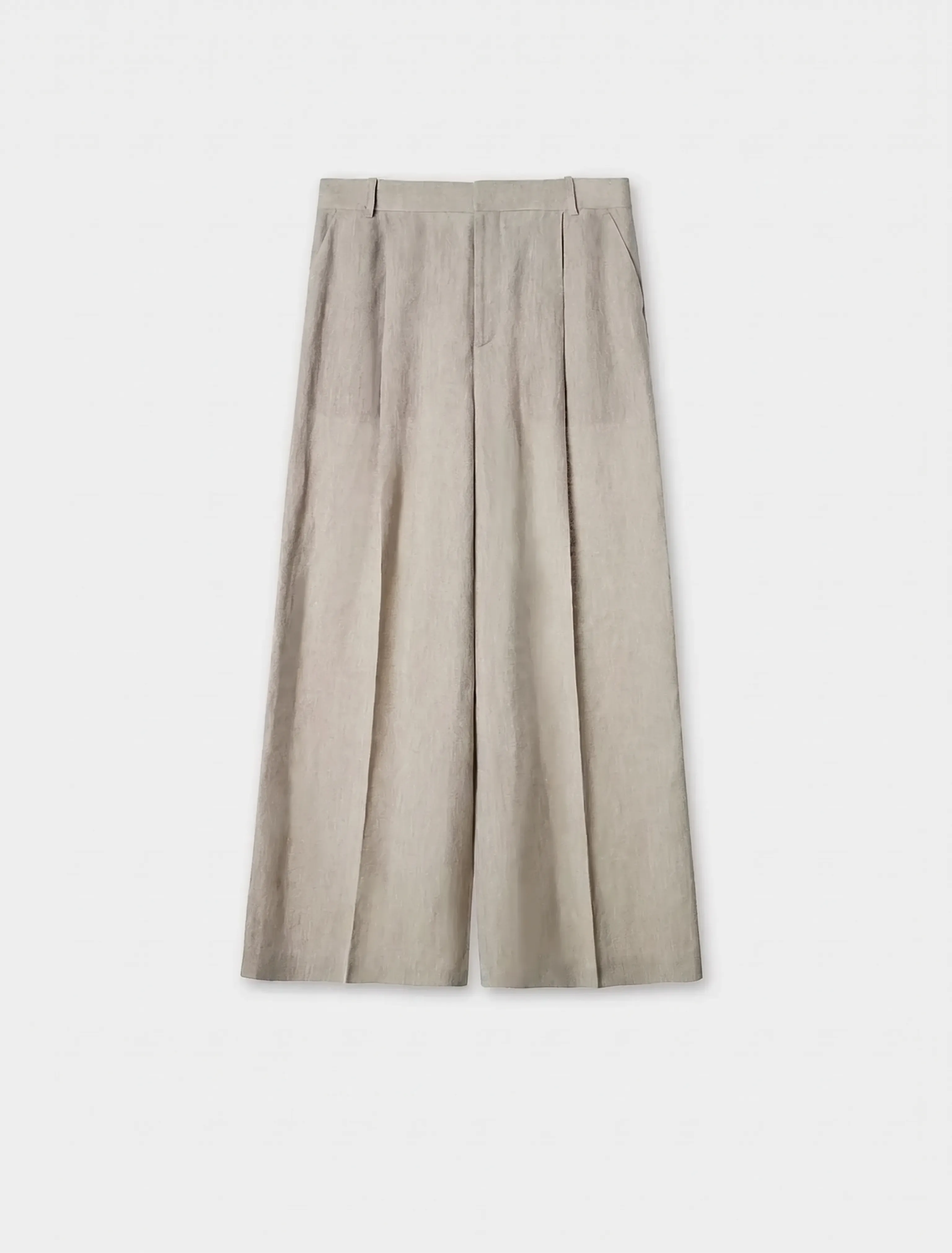 Linen Melange Tie-Front Vest & Wide-Leg Trousers Set - Image 11