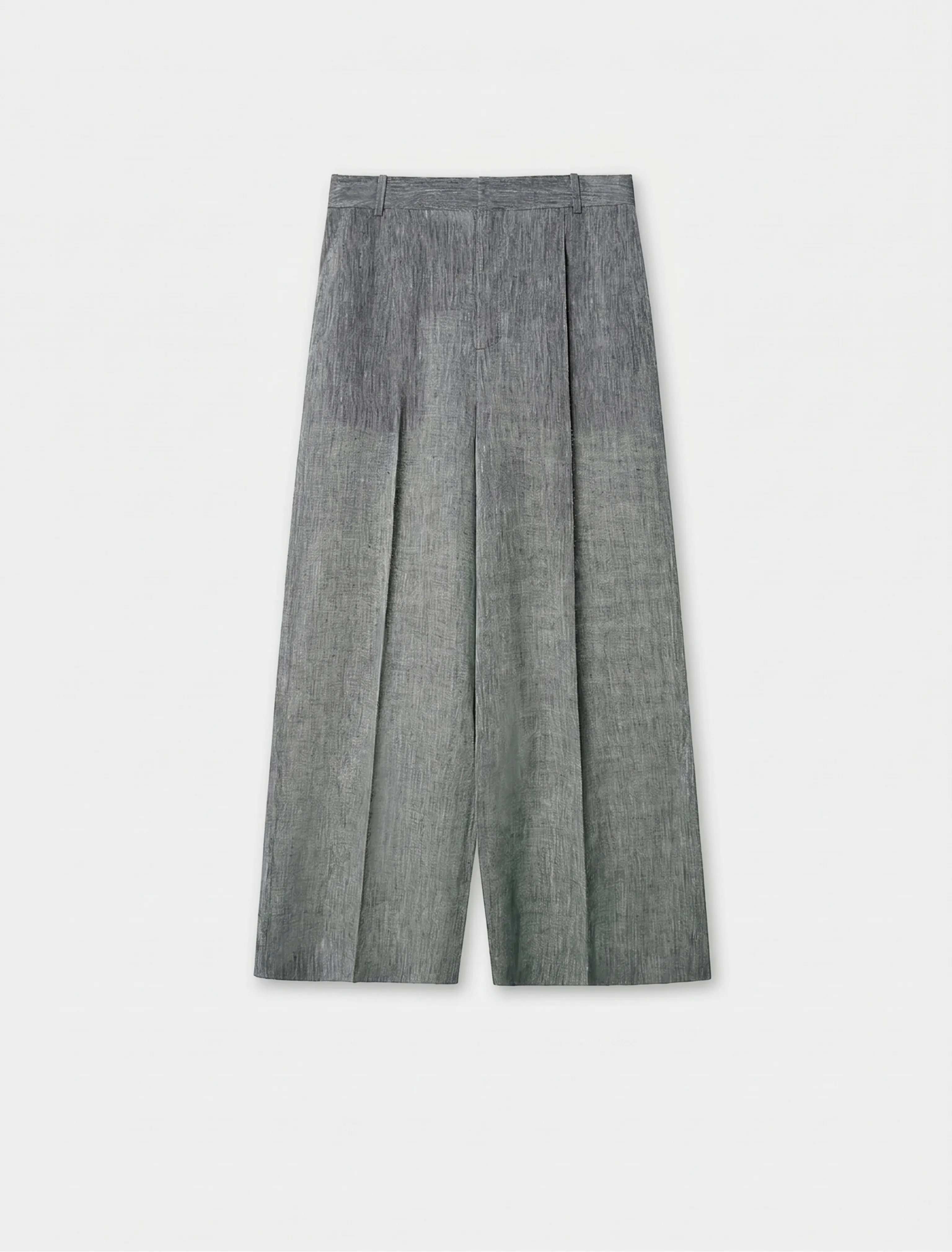 Linen Melange Tie-Front Vest & Wide-Leg Trousers Set - Image 7