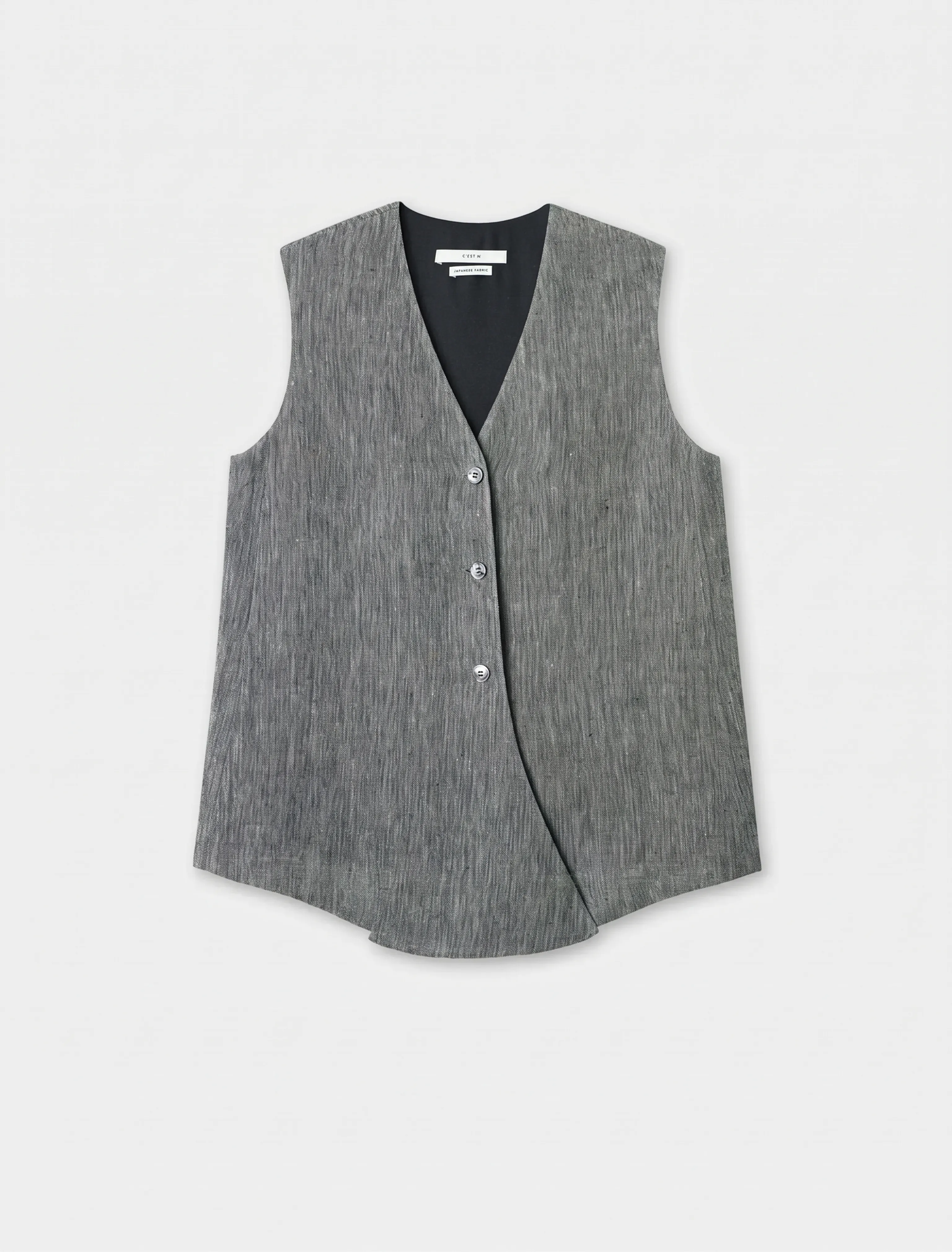 Linen Melange Tie-Front Vest & Wide-Leg Trousers Set - Image 8
