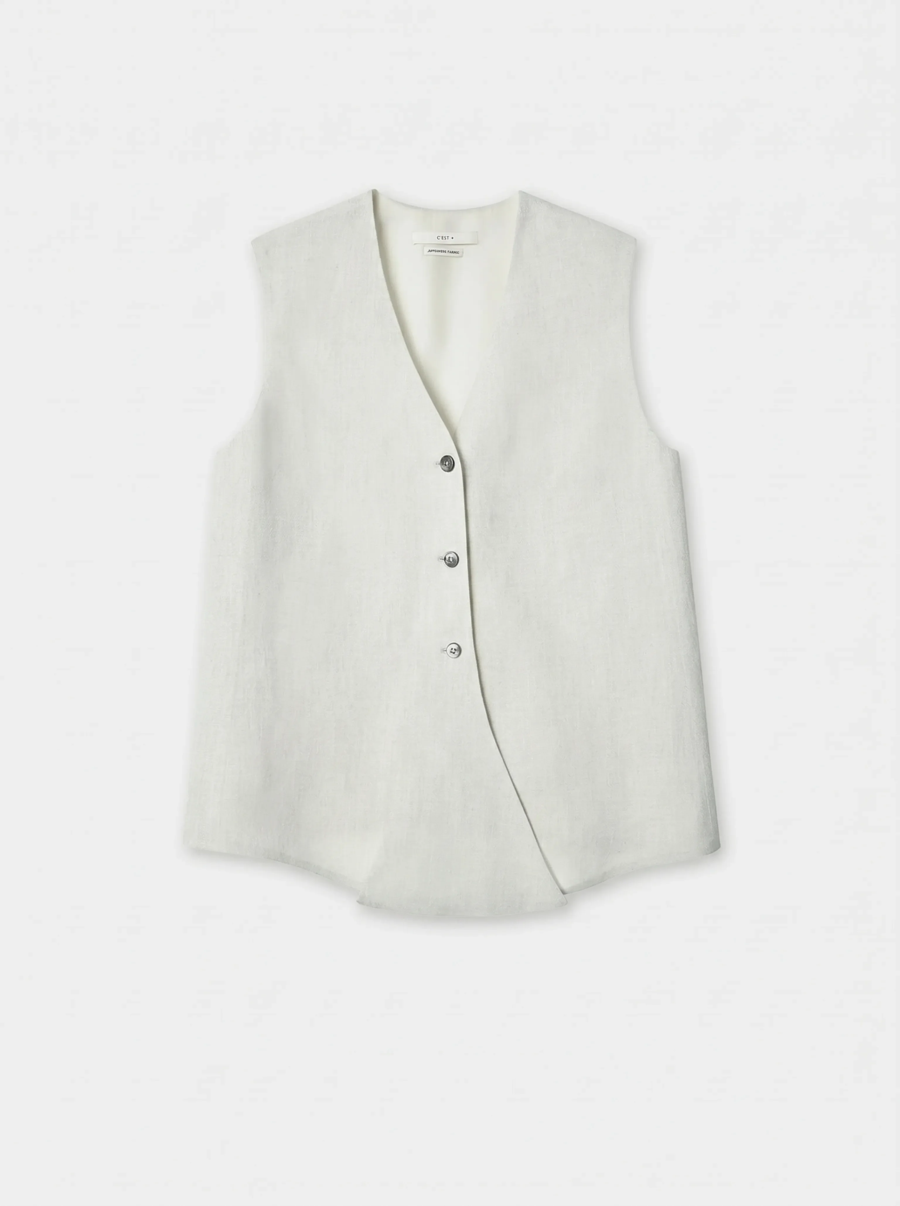 Linen Melange Tie-Front Vest & Wide-Leg Trousers Set - Image 9