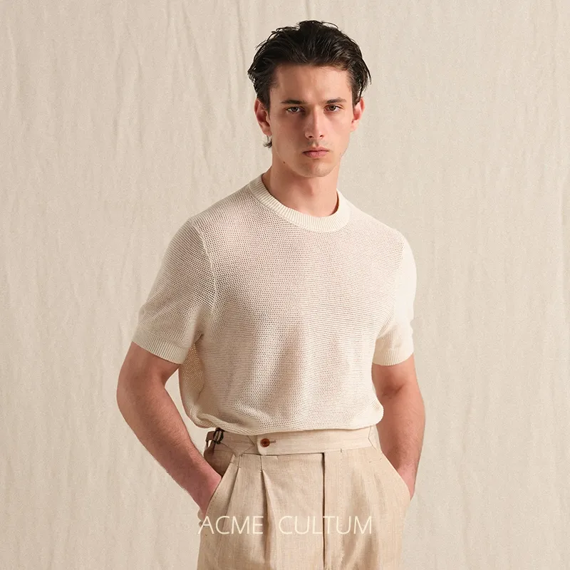 Linen Mesh Crew-Neck Tee - Image 4