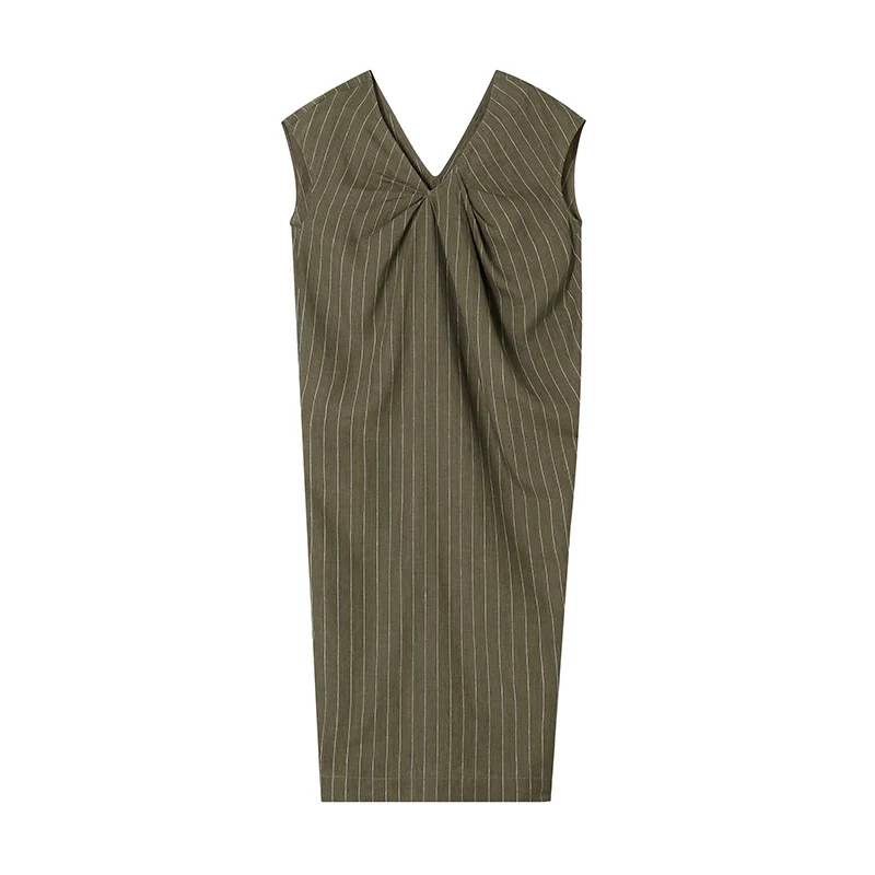 Linen Pinstripe V-Neck Maxi Dress - Image 6