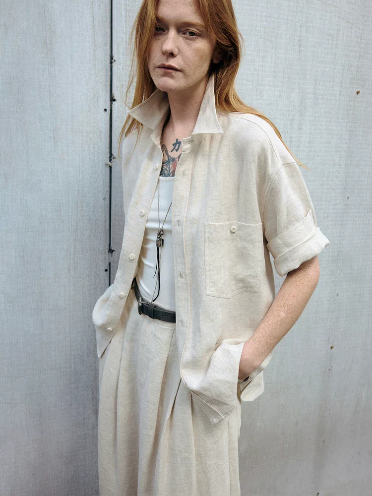 Linen Rolled-Sleeve Shirt