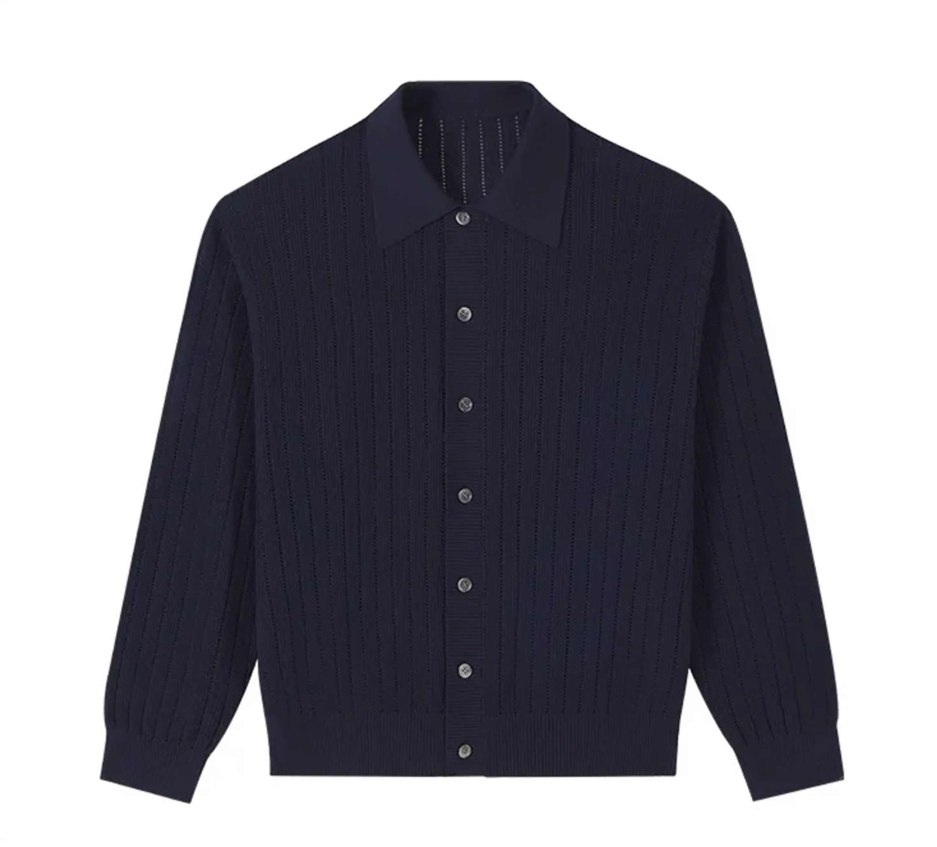 Linen-Silk Polo Cardigan - Image 5