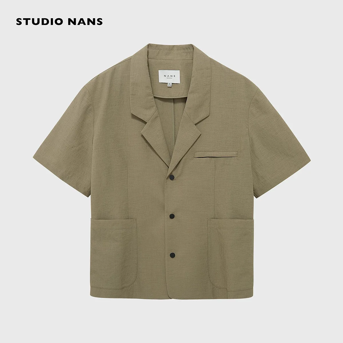 Linen-Texture Short-Sleeve Notch Blazer - Image 6