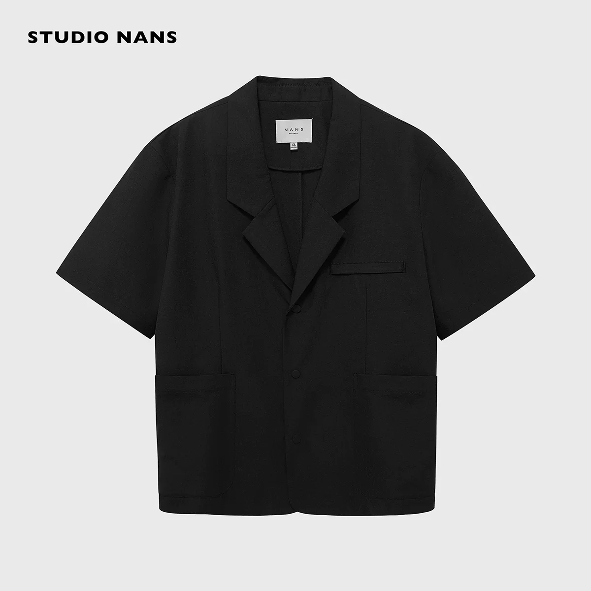 Linen-Texture Short-Sleeve Notch Blazer - Image 7