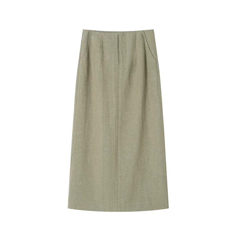 Linen Tie-Front Vest and Straight Skirt Set - Image 10