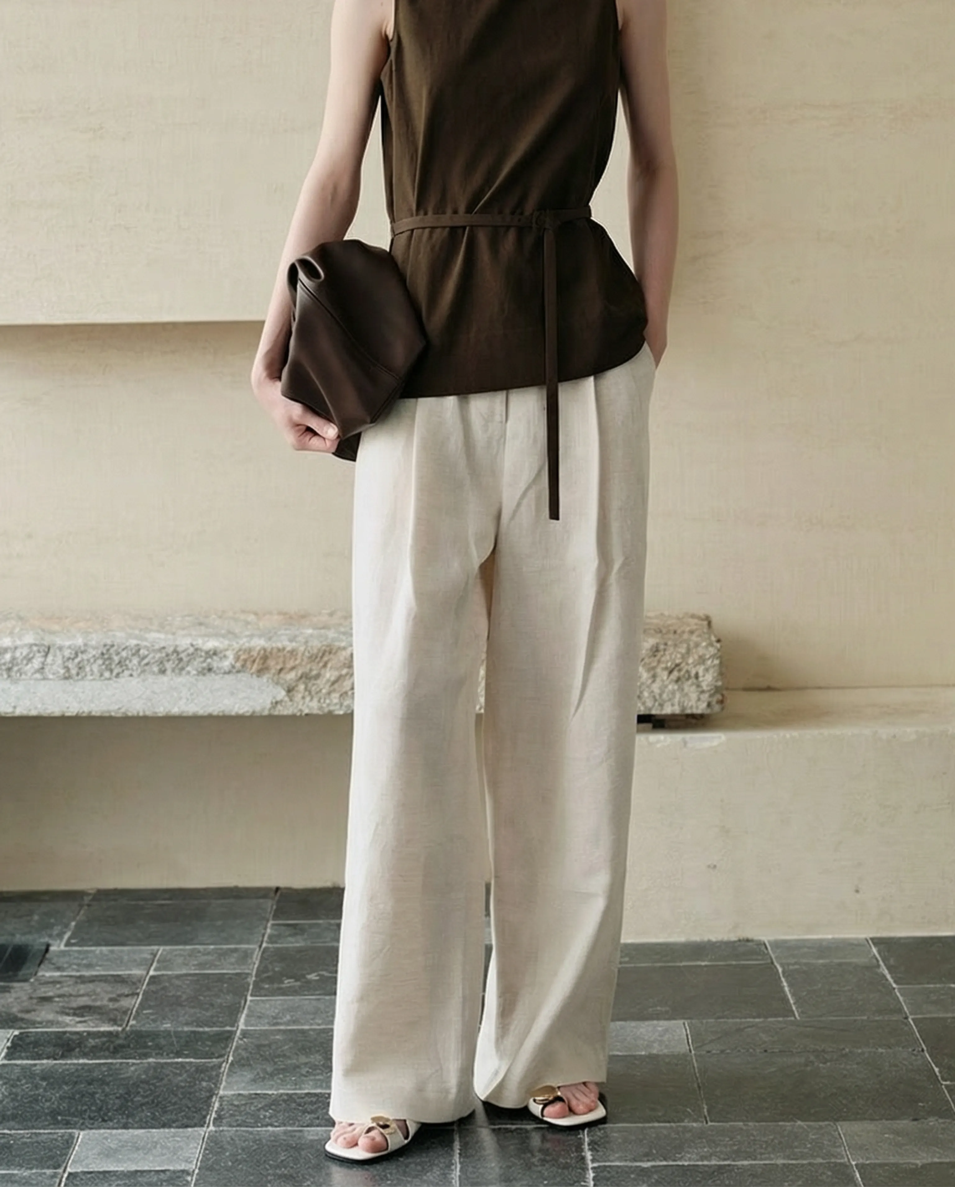 Linen Wide-Leg Trousers - Image 2