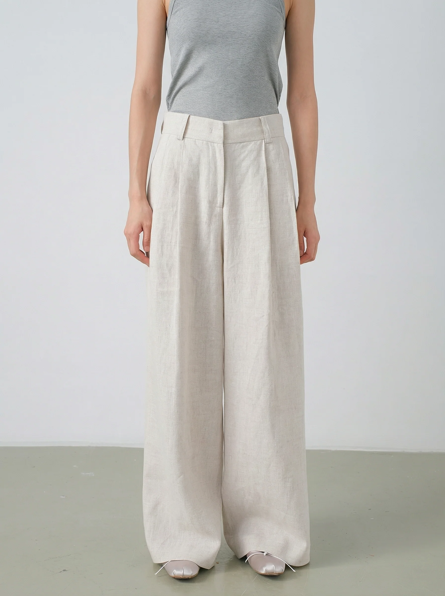 Linen Wide-Leg Trousers - Image 3