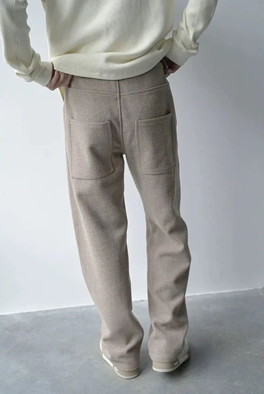 Linen Wool Straight-Leg Trousers