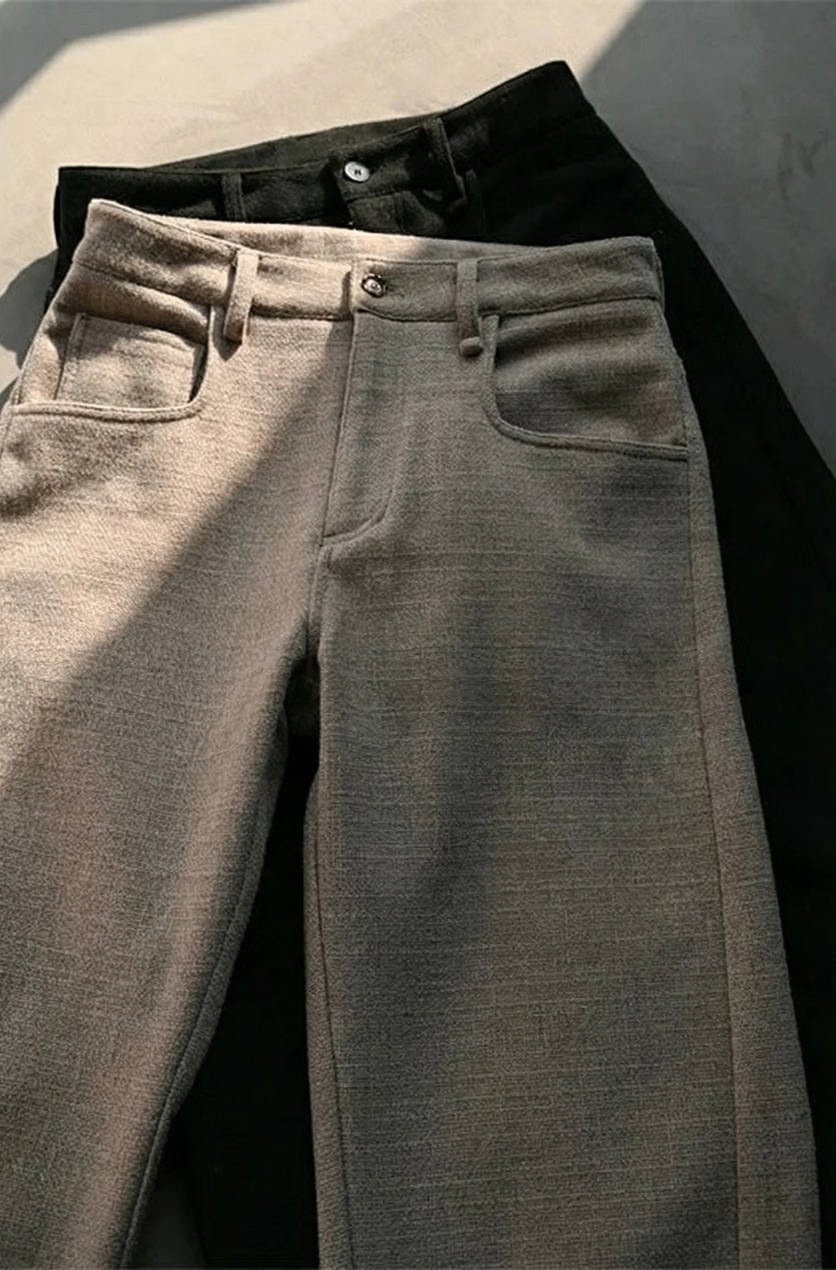 Linen Wool Straight-Leg Trousers - Image 4