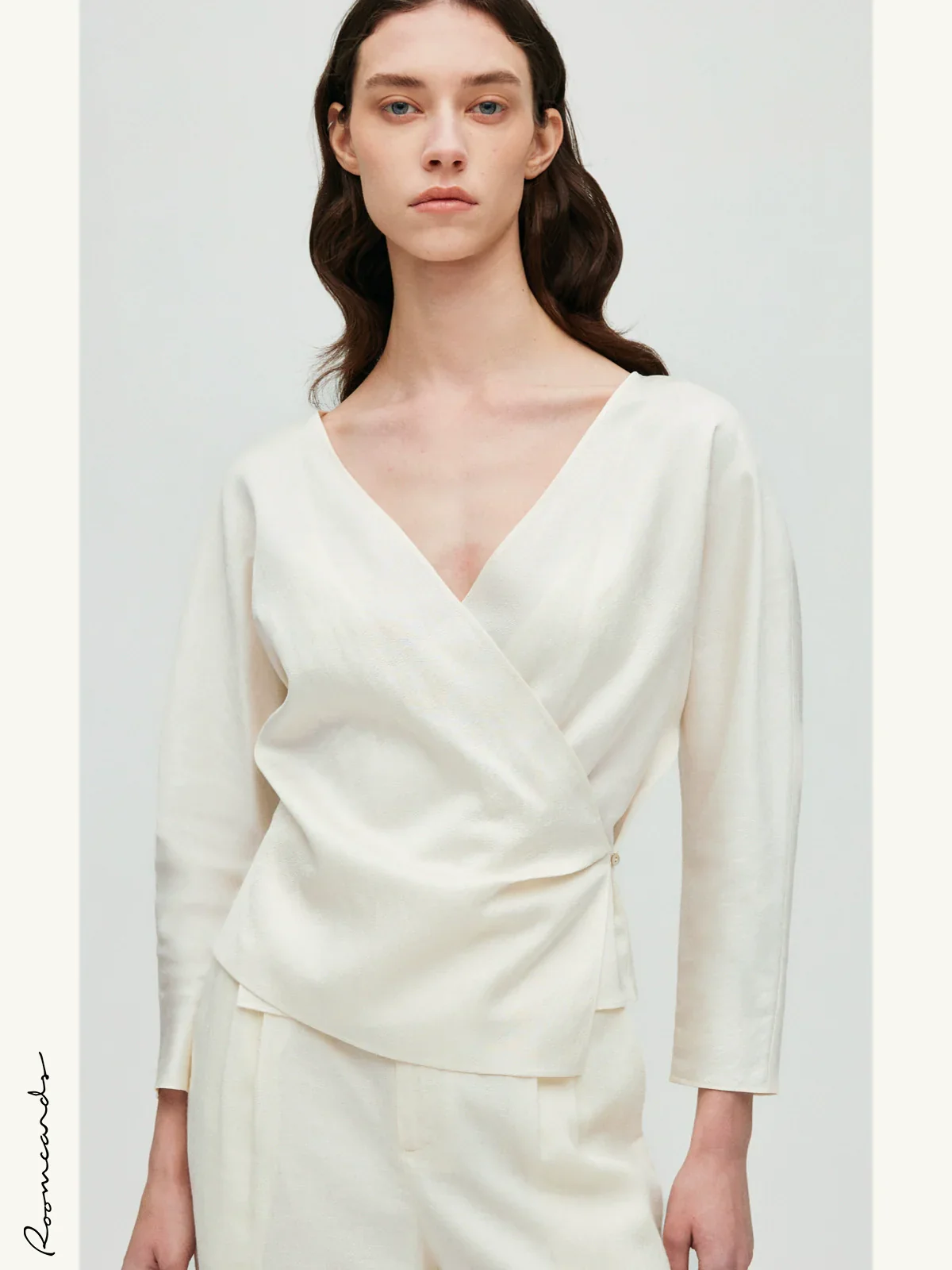 Linen Wrap Blouse - Image 5