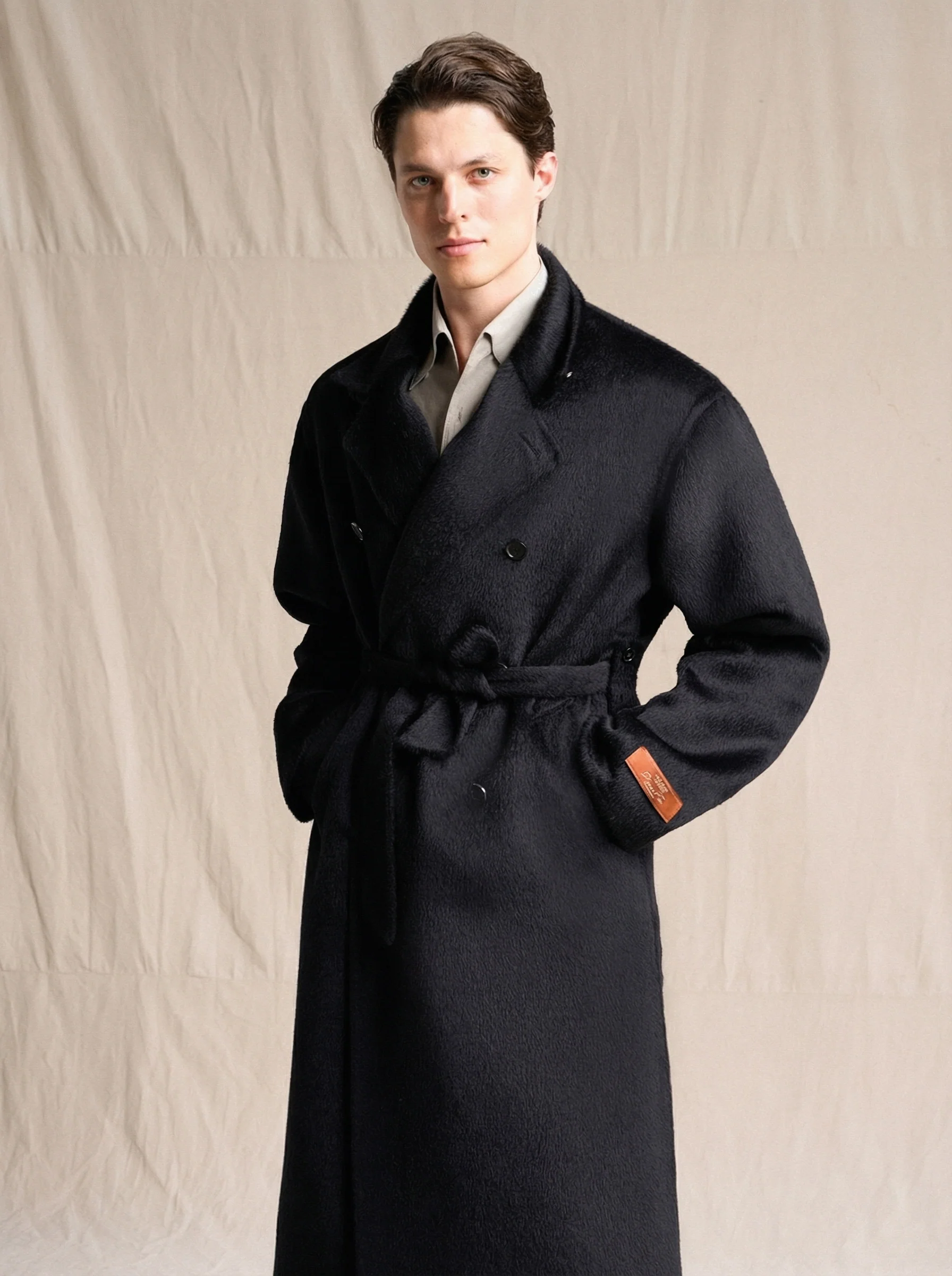 Llama Wool Belted Overcoat