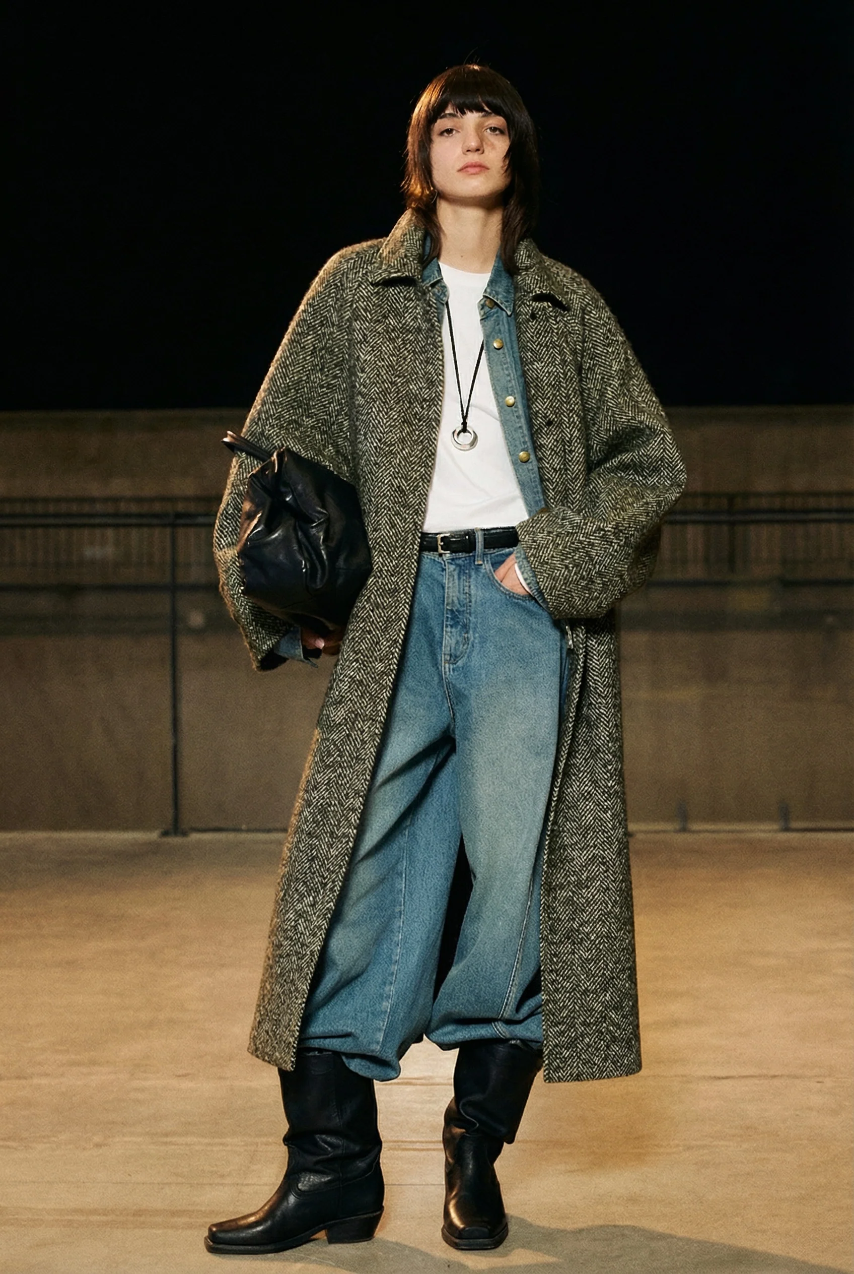 Long Herringbone Coat - Image 3