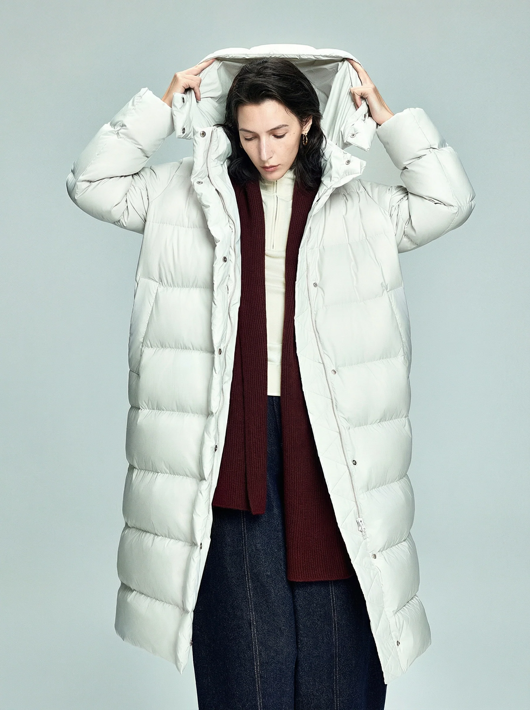 Long Hooded Down Coat