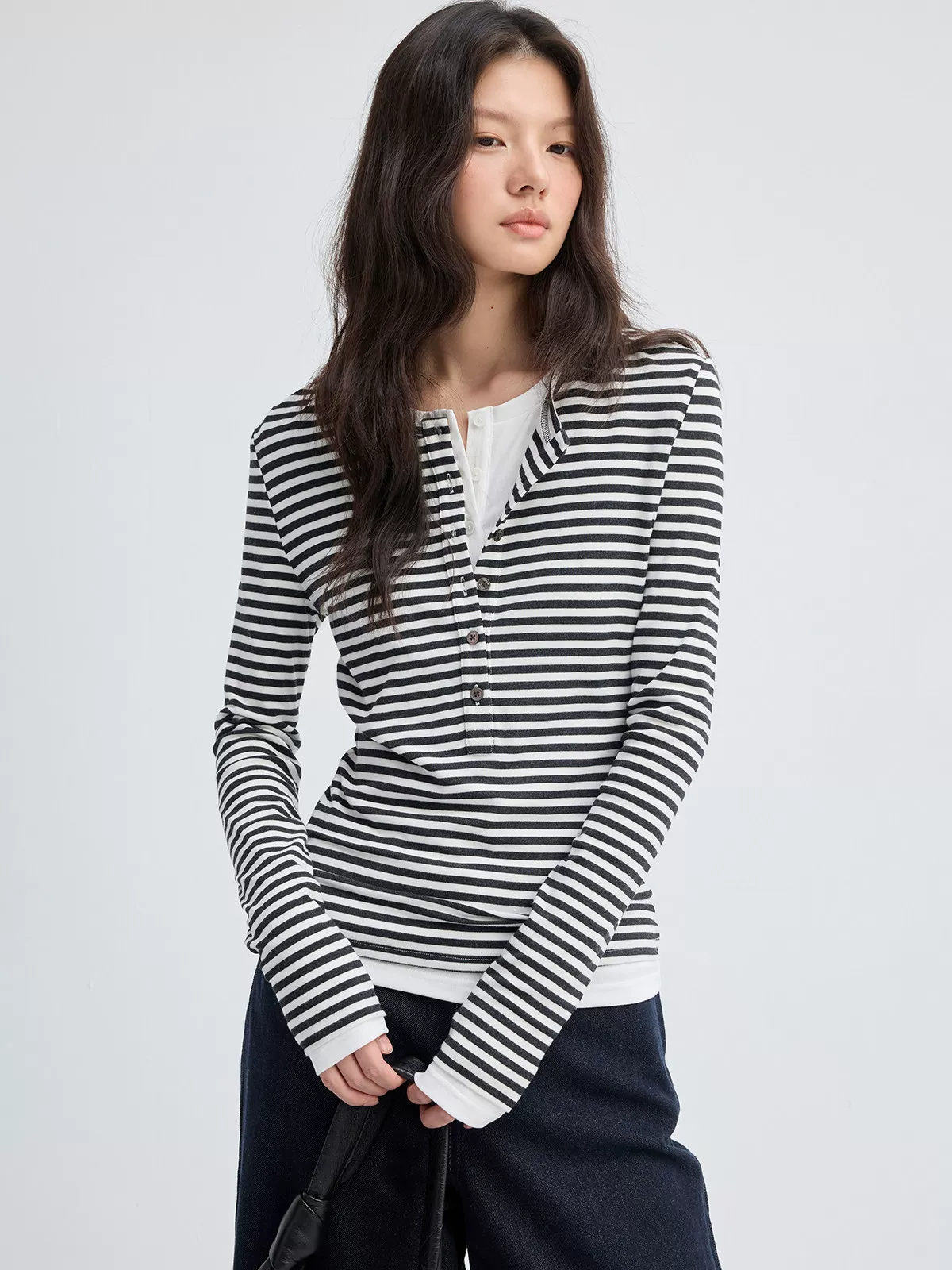 Long-Sleeve Henley Top
