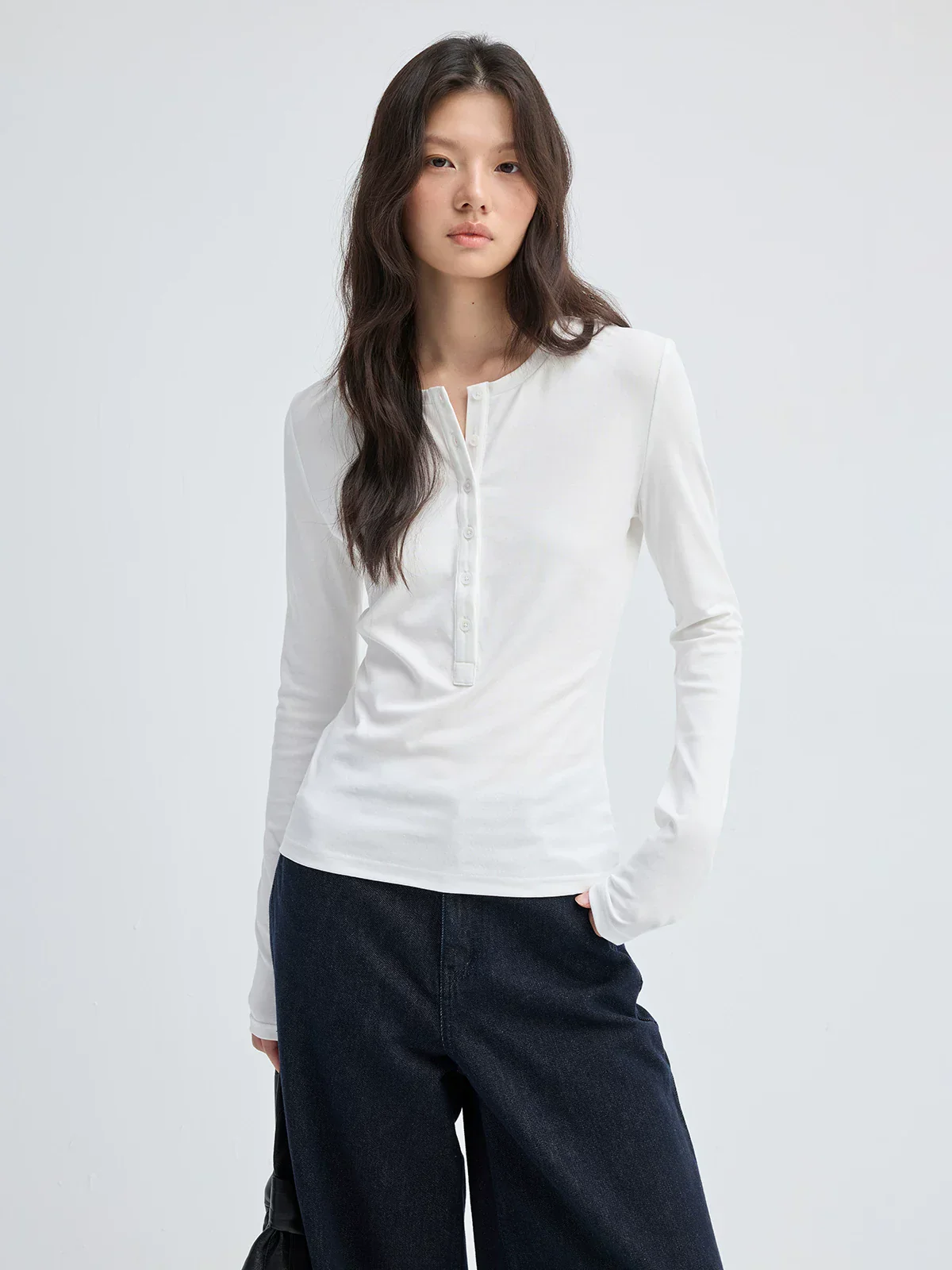 Long-Sleeve Henley Top - Image 3