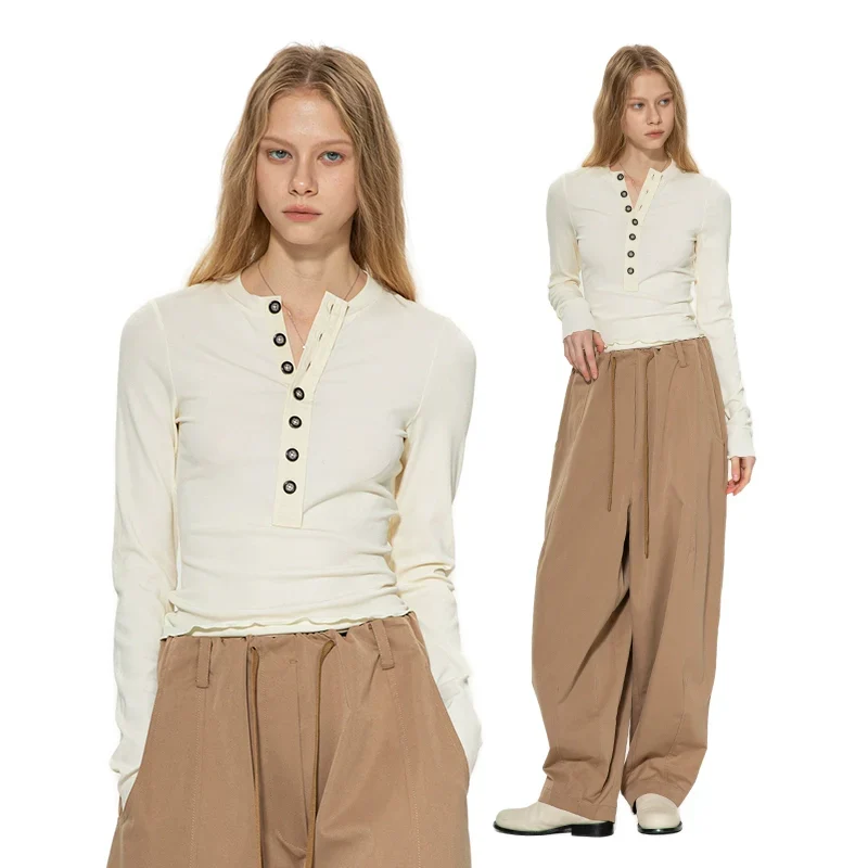 Long-Sleeve Henley Top
