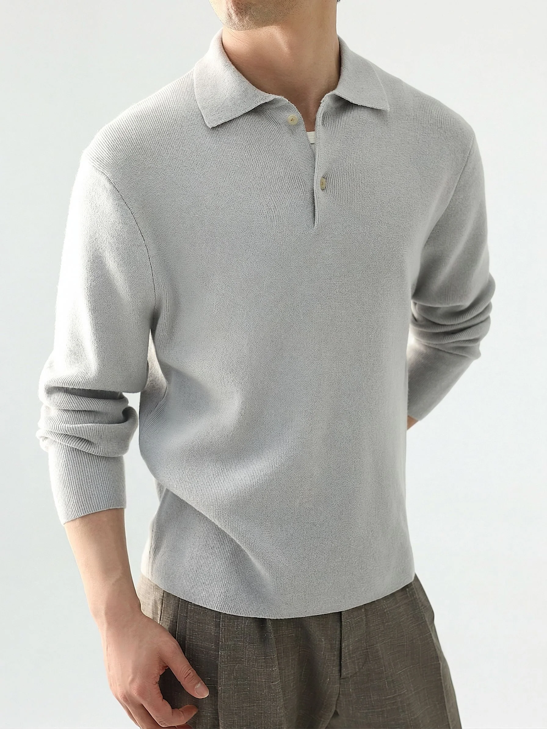 Long Sleeve Knit Polo