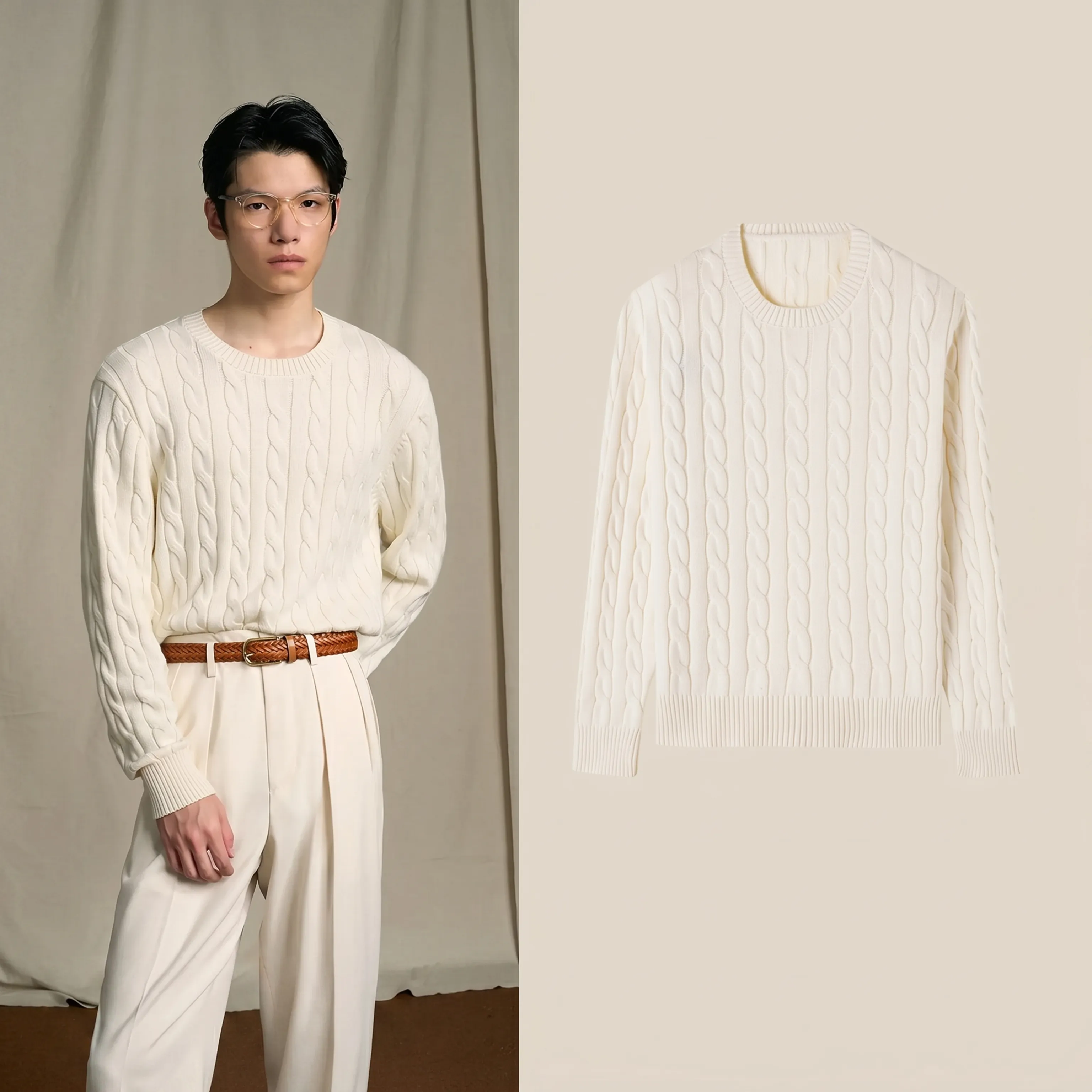 Long-Staple Cotton Cable Crewneck - Image 6