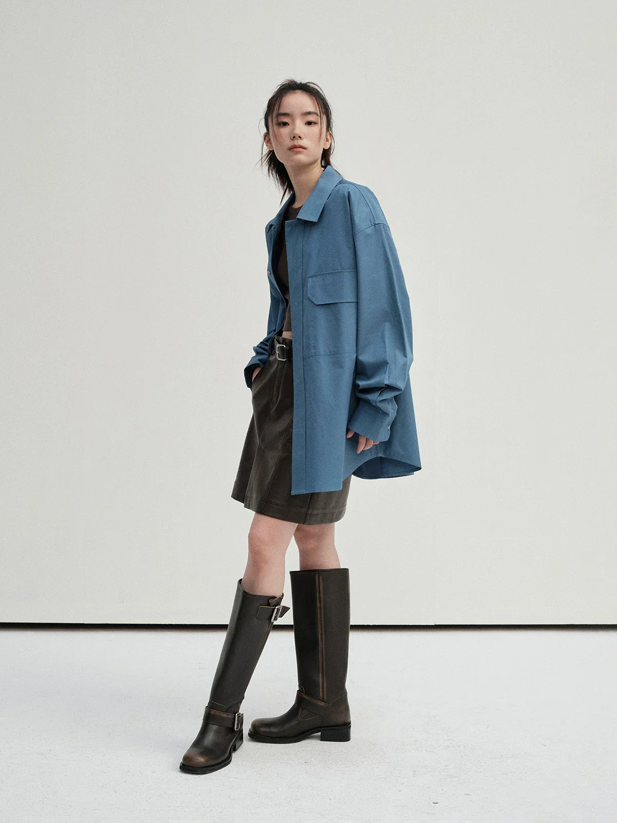 Long-Staple Cotton Wide Placket Overshirt