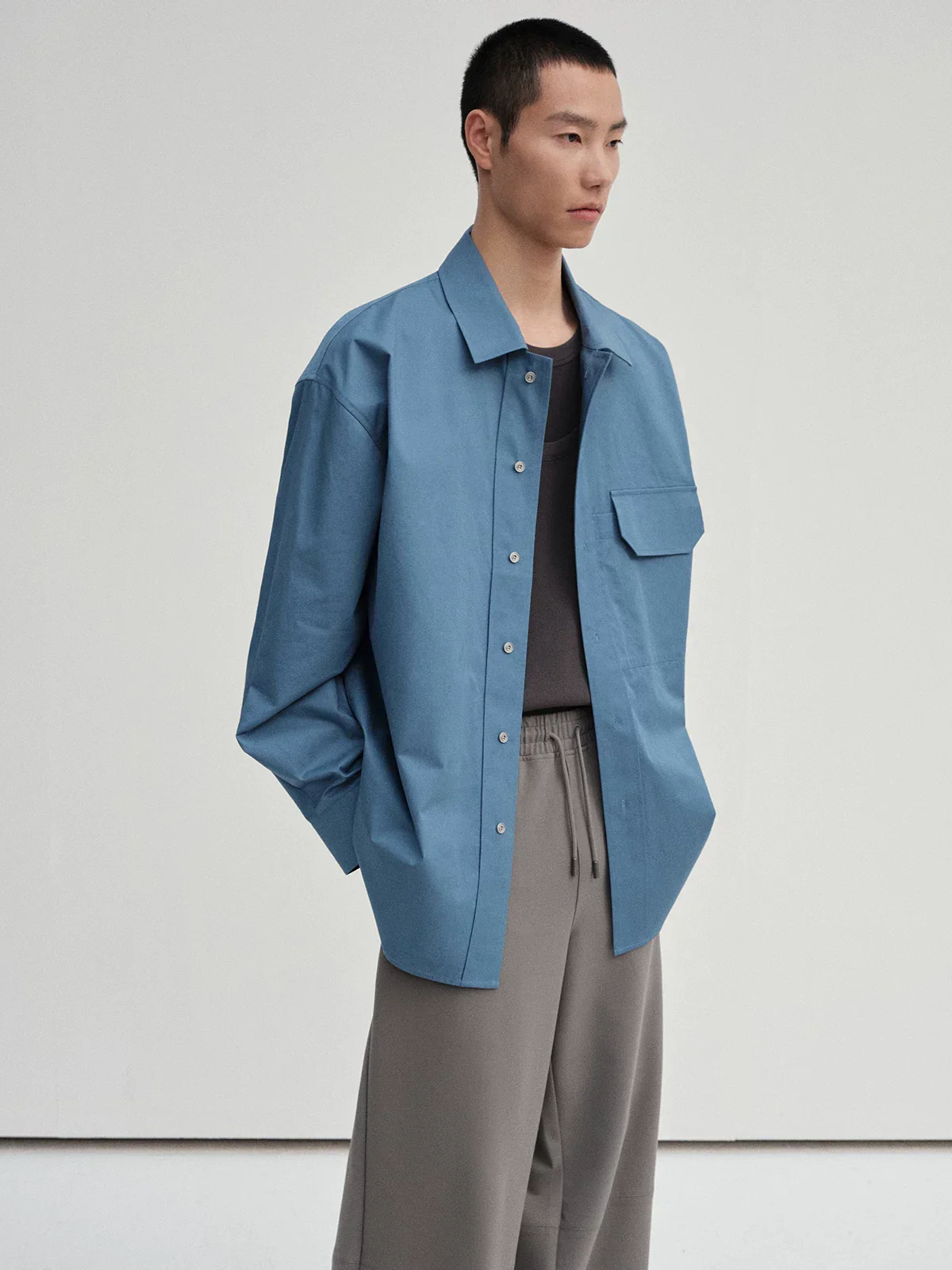 Long-Staple Cotton Wide Placket Overshirt - Image 2