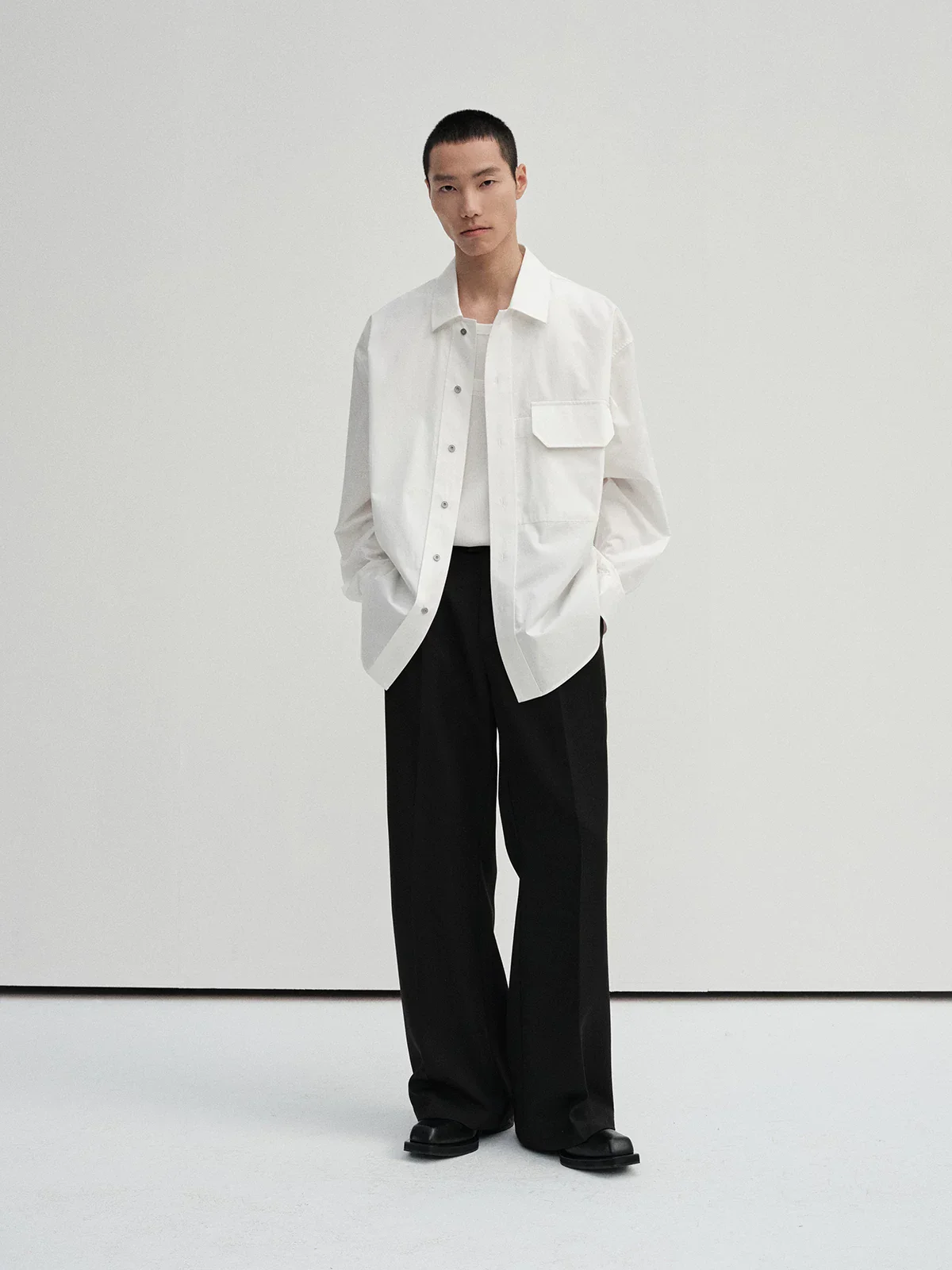 Long-Staple Cotton Wide Placket Overshirt - Image 3