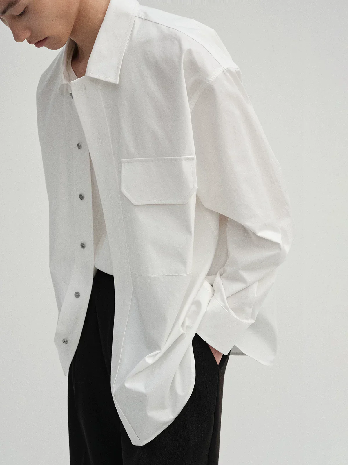 Long-Staple Cotton Wide Placket Overshirt - Image 4