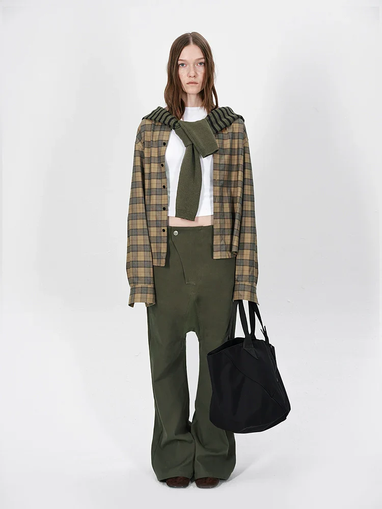 Loose Drop-Shoulder Plaid Shirt