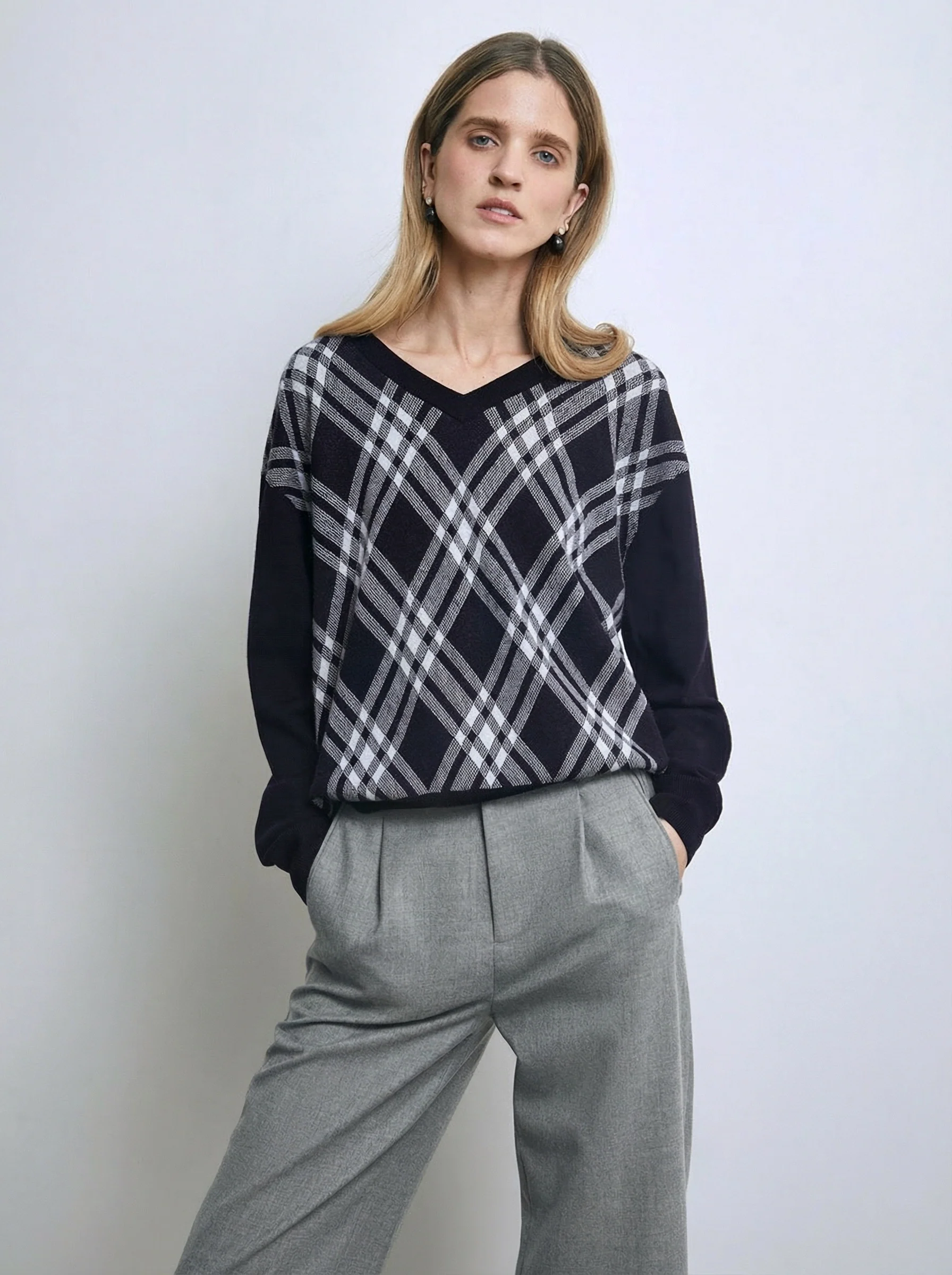 LOUISE Argyle V-Neck Sweater - Image 2