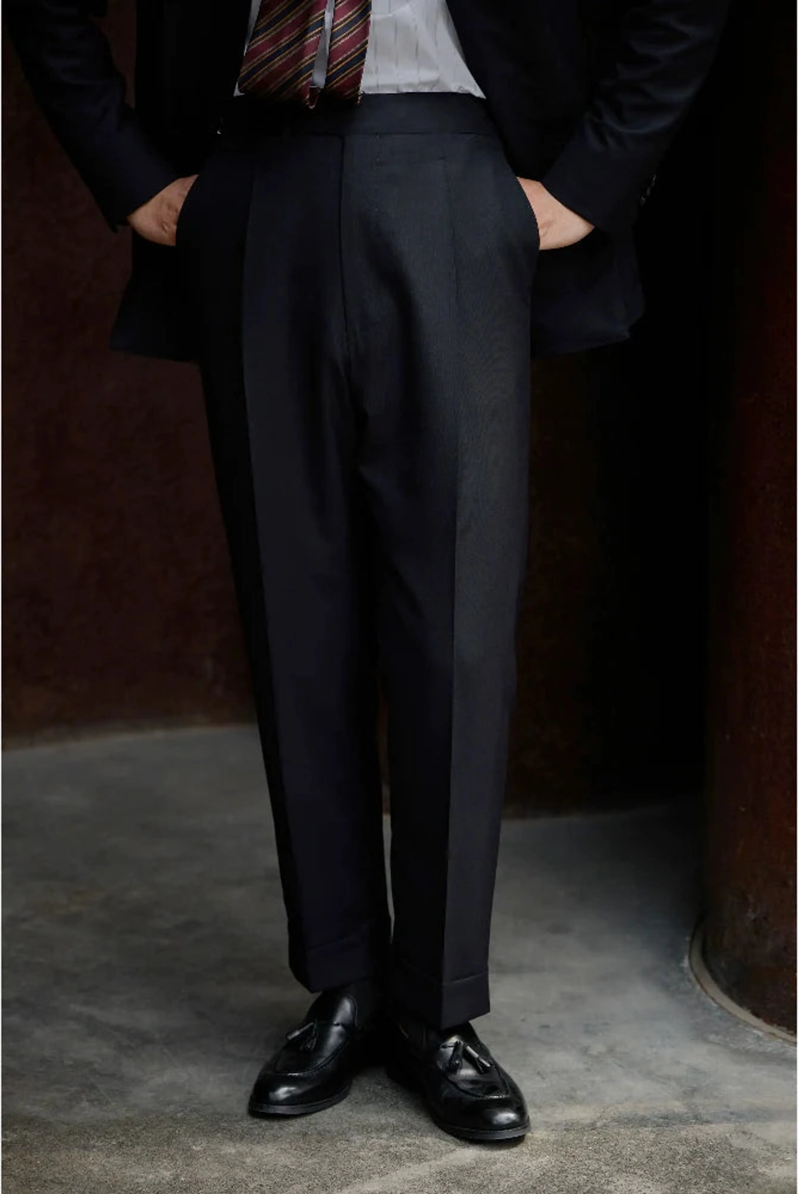 Louvre Phantom Blue Silk-Wool Pleated Trousers