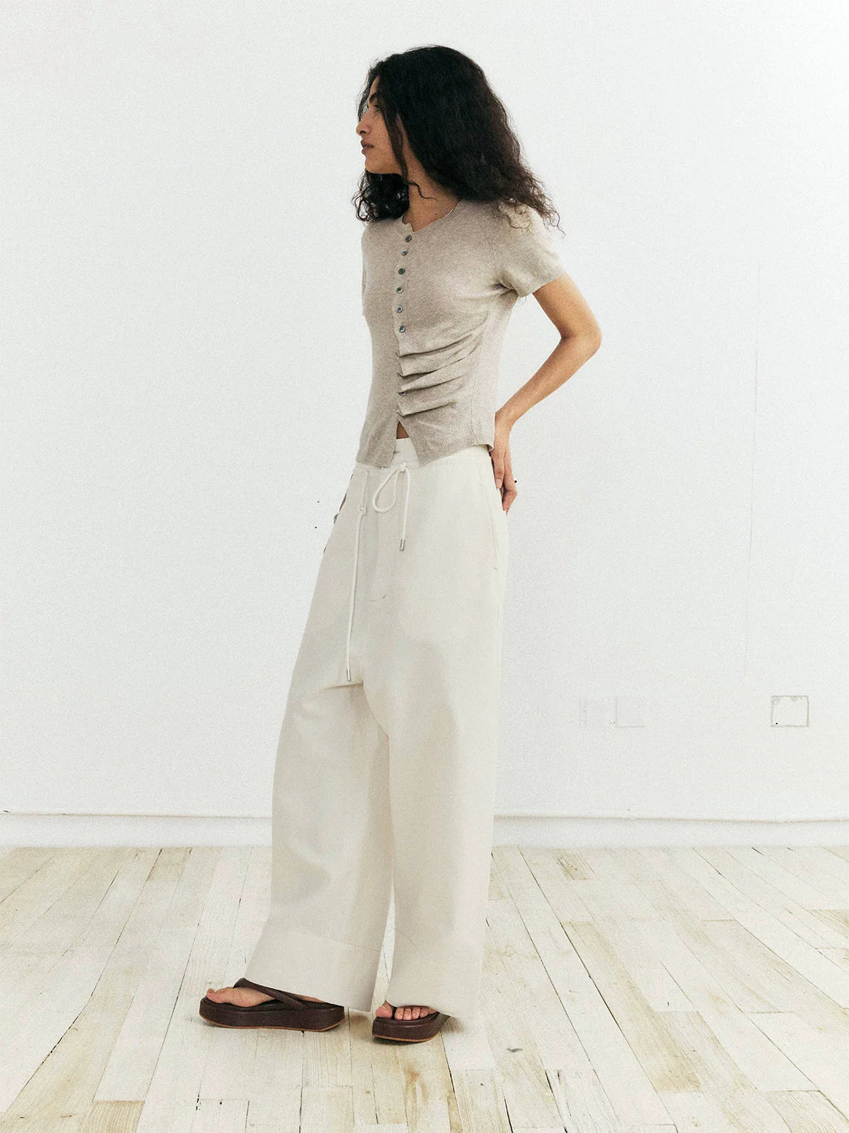 Low-Crotch Drawstring Wide-Leg Pants - Image 5