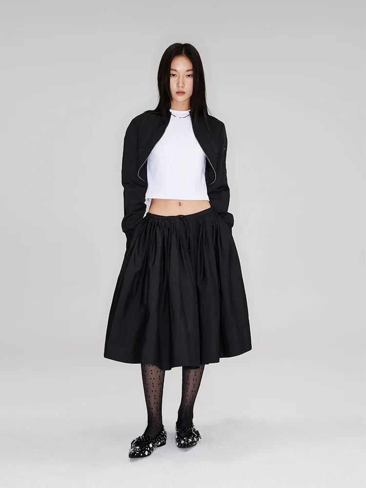 Low-Rise Micro-Pleated Midi Skirt