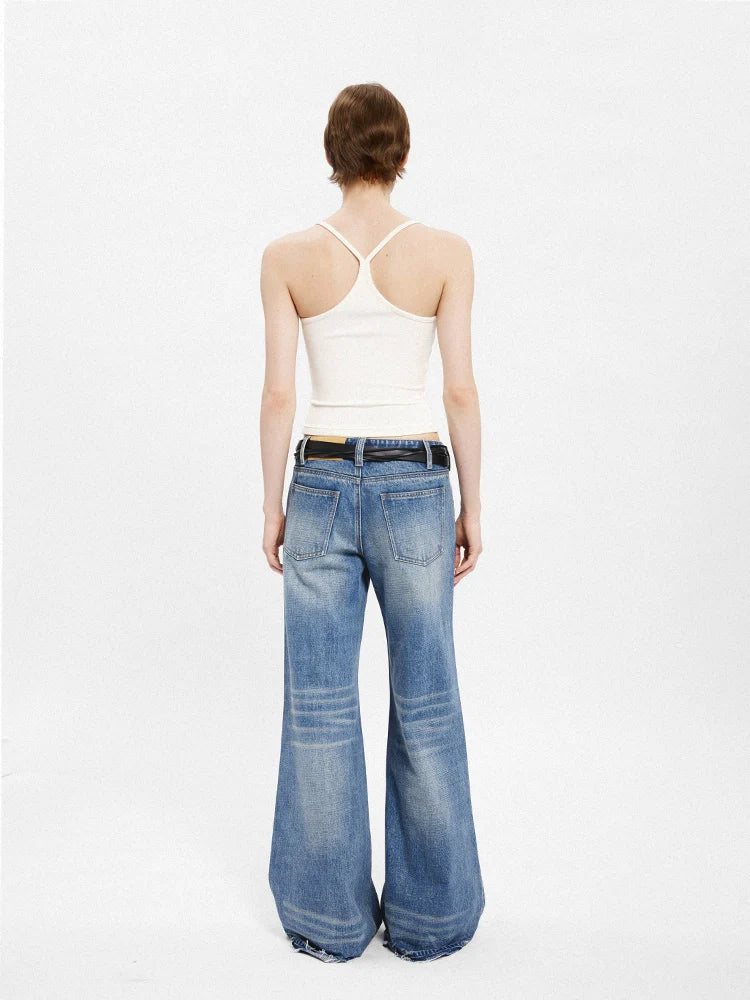 Low-Rise Wide-Leg Flared Jeans - Image 3