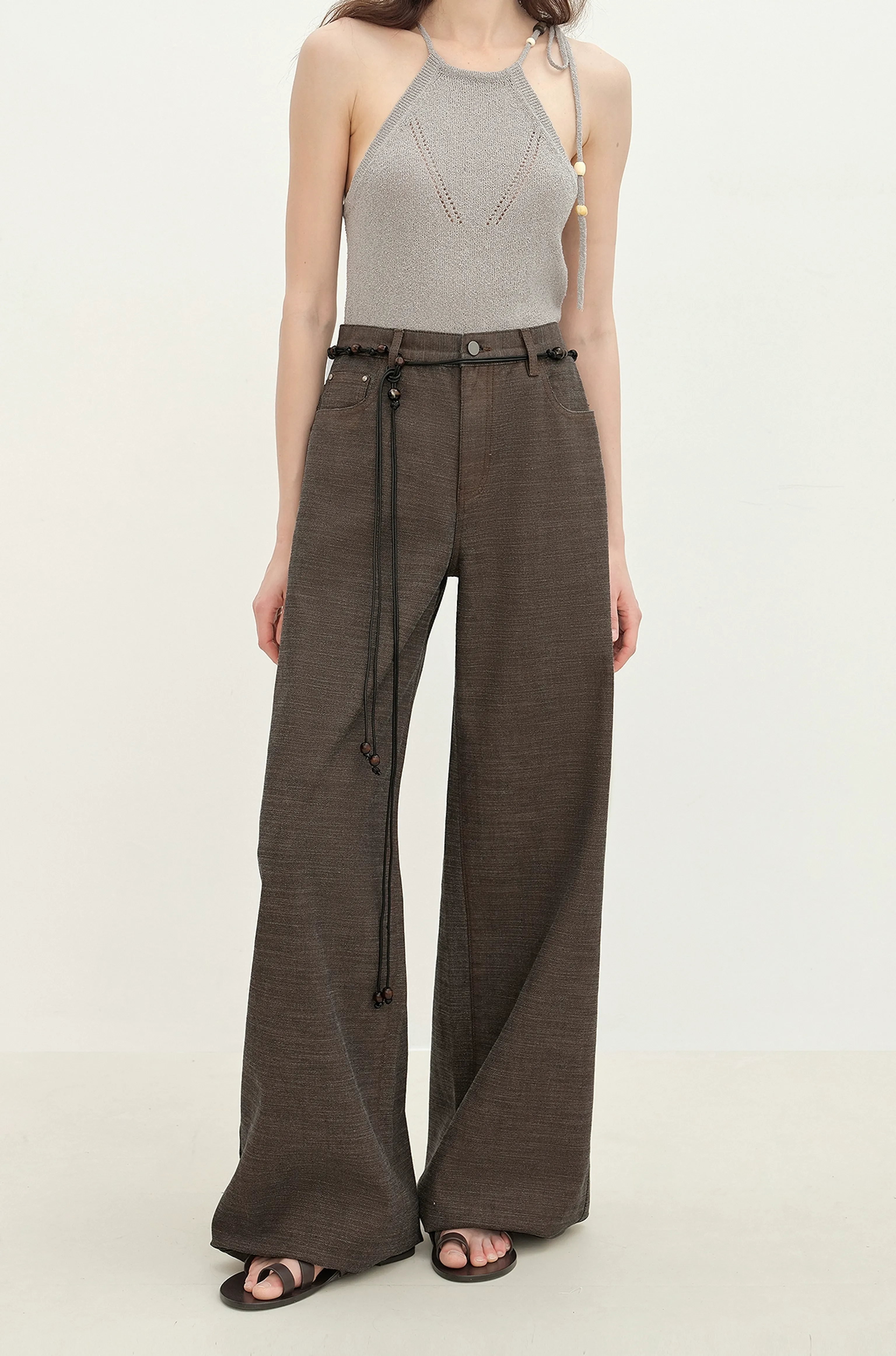 Low-Rise Wide-Leg Washed Jeans