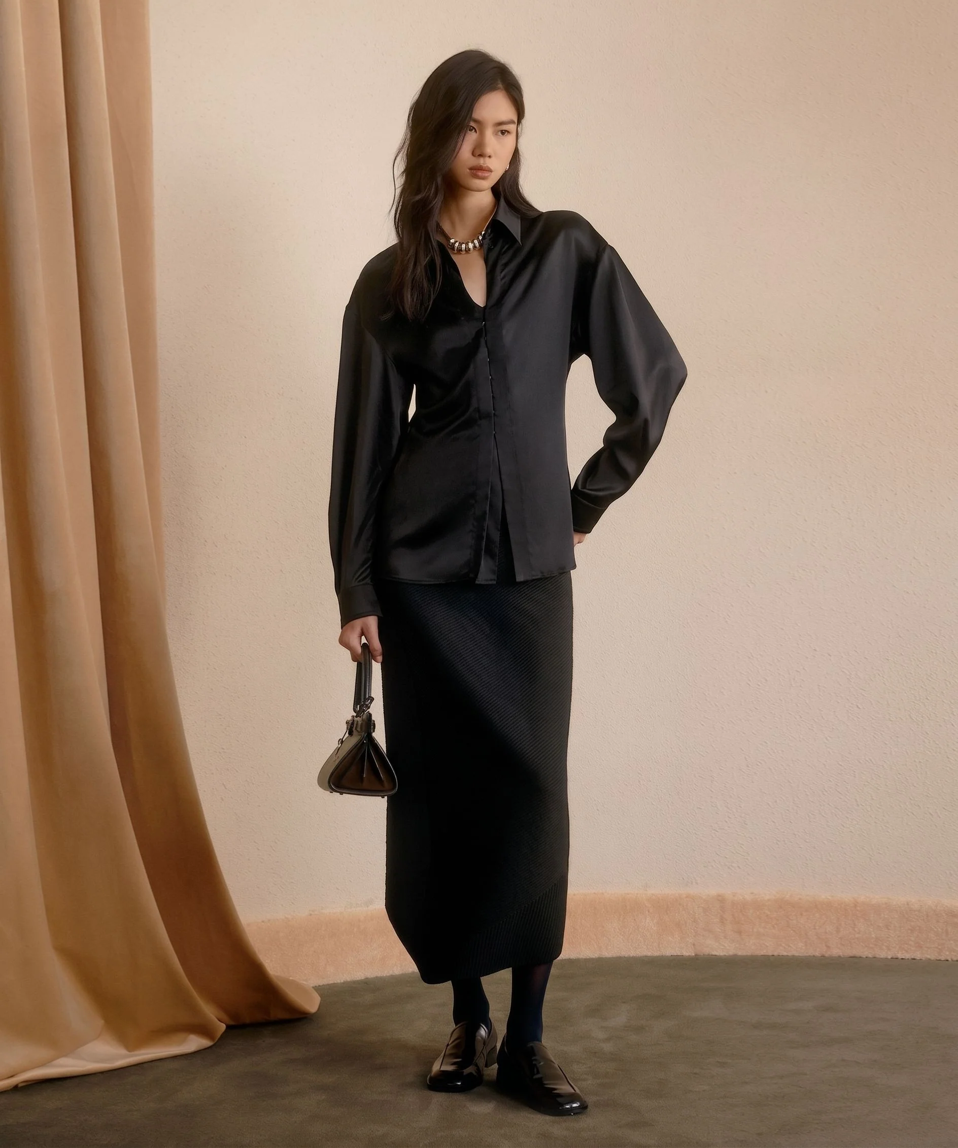 Lustrous Mulberry Silk Collared Blouse