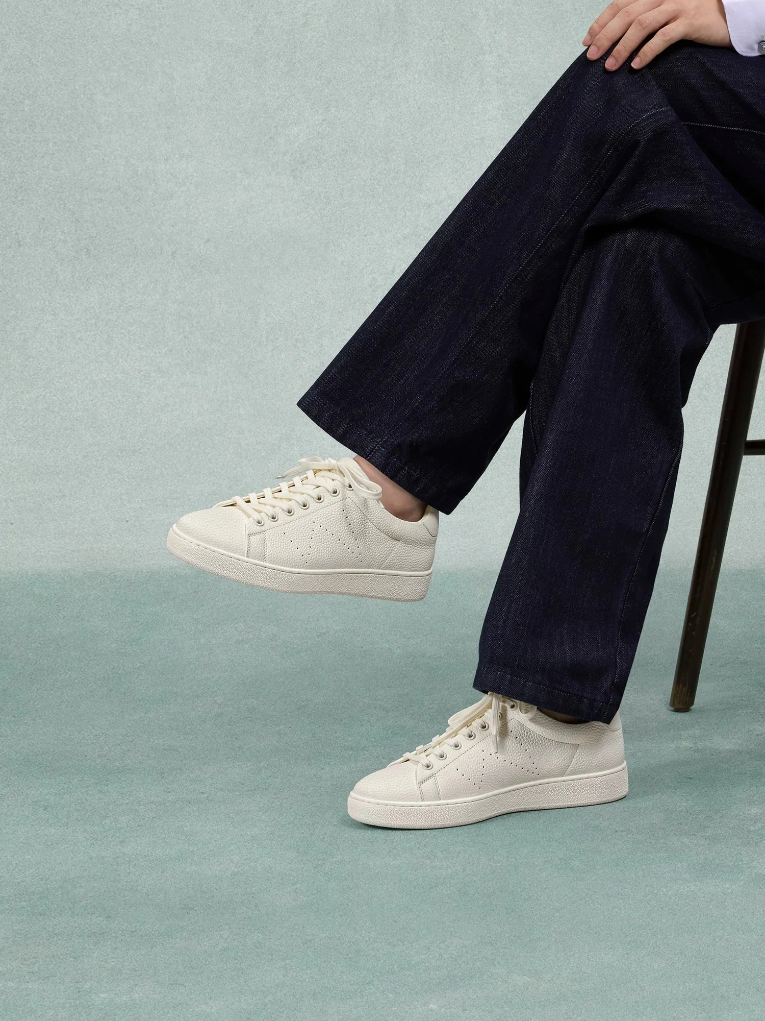 Lychee-Grain Leather Low-Top Sneaker - Image 3