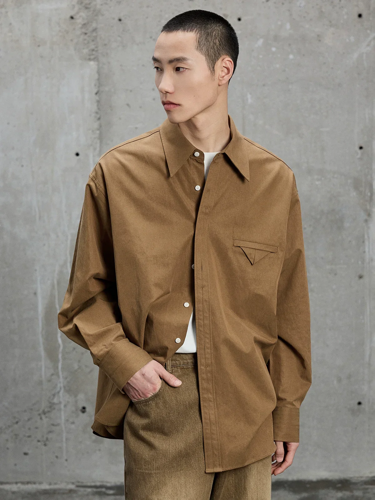 Lyocell-Cotton Hidden Placket Shirt - Image 4