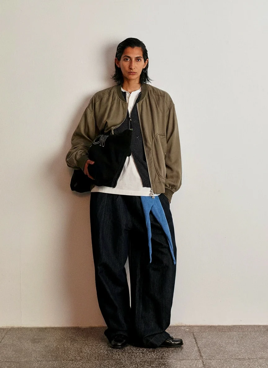Lyocell Drape Baseball-Collar Bomber