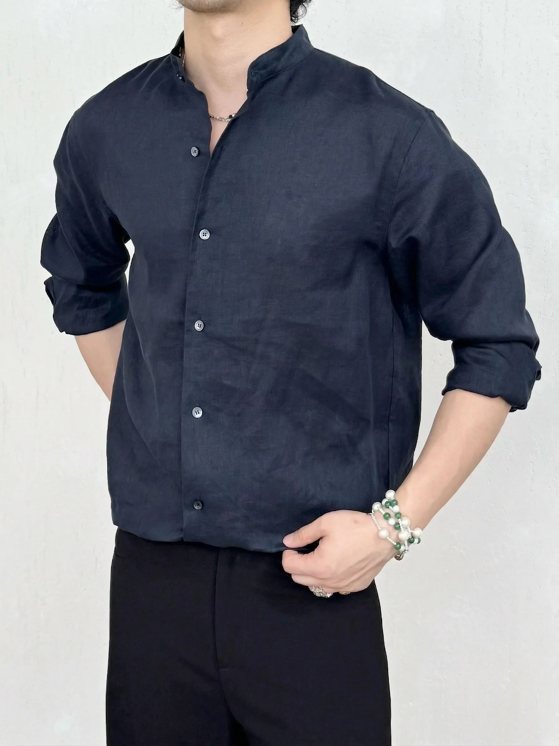 Mandarin Linen Shirt
