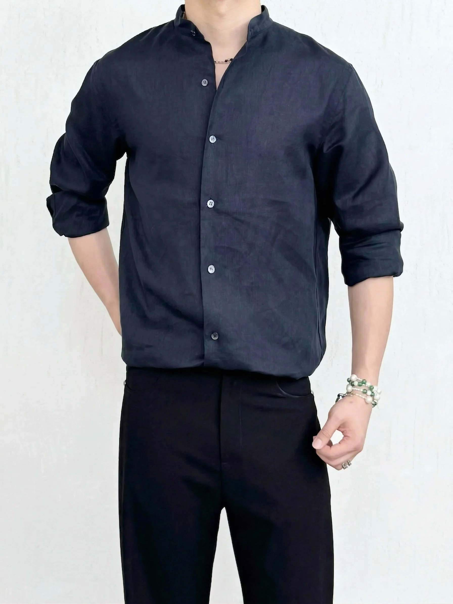 Mandarin Linen Shirt - Image 2