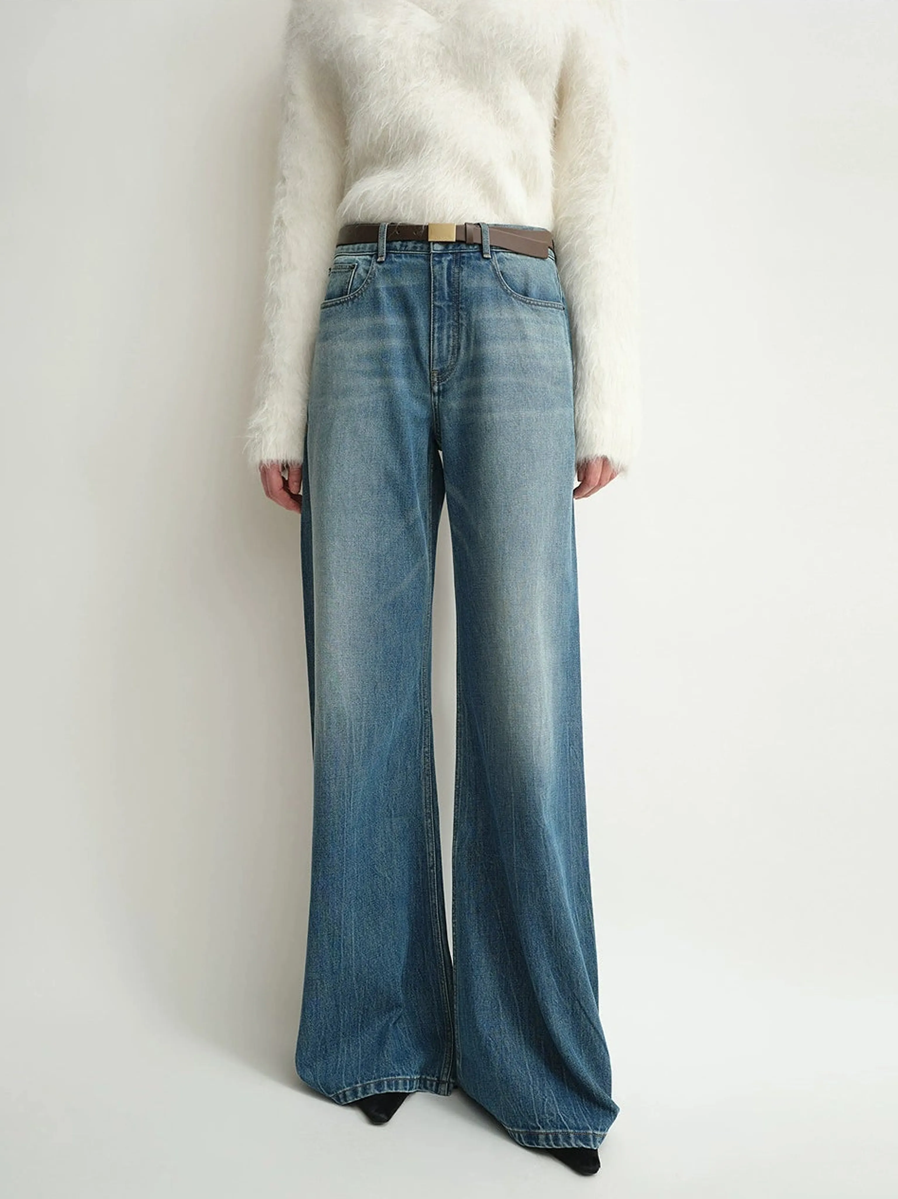 Marble-Wash Wide-Leg Jeans - Image 2
