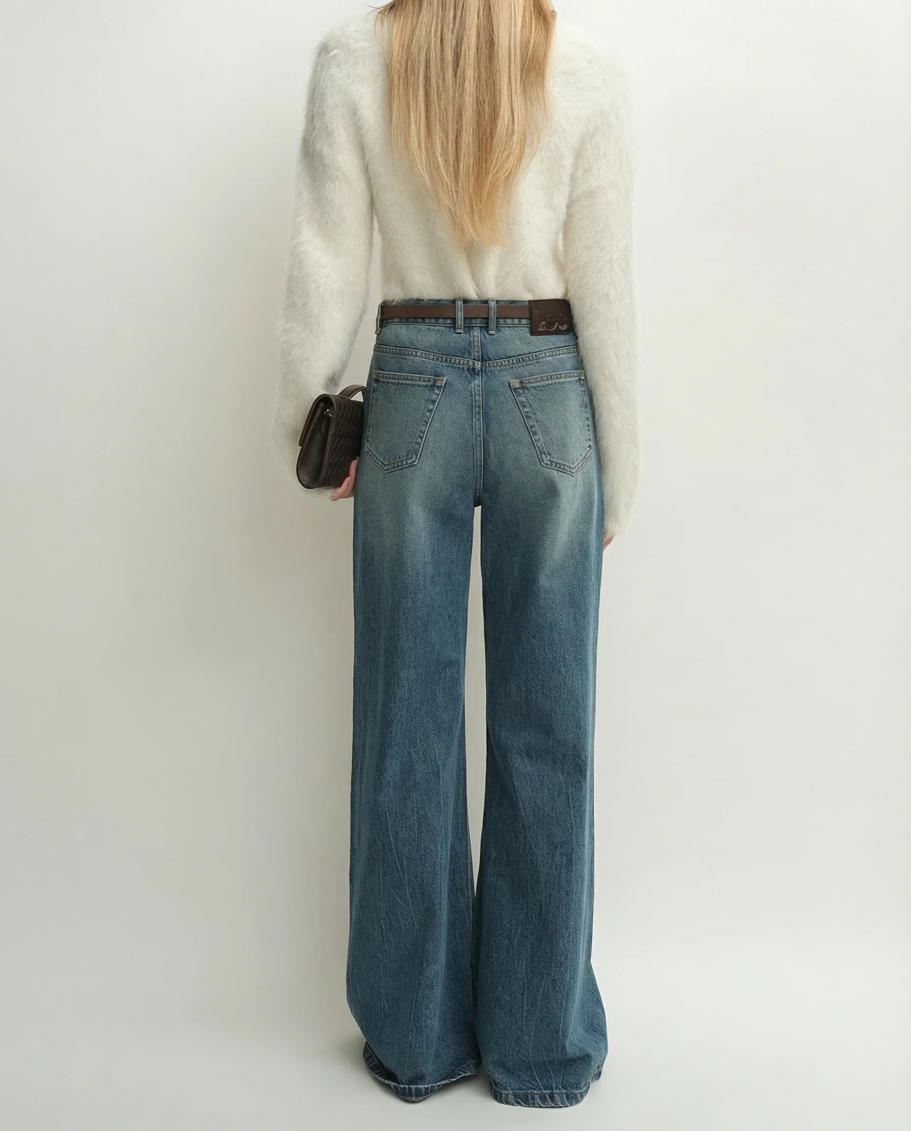 Marble-Wash Wide-Leg Jeans - Image 3