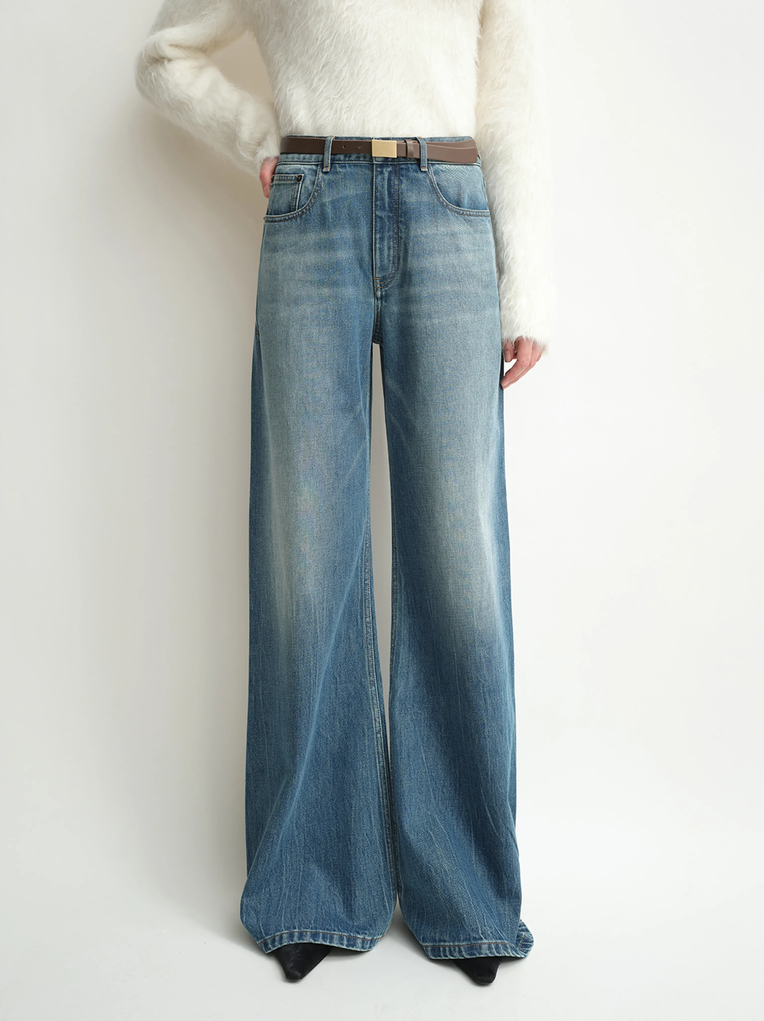 Marble-Wash Wide-Leg Jeans - Image 4