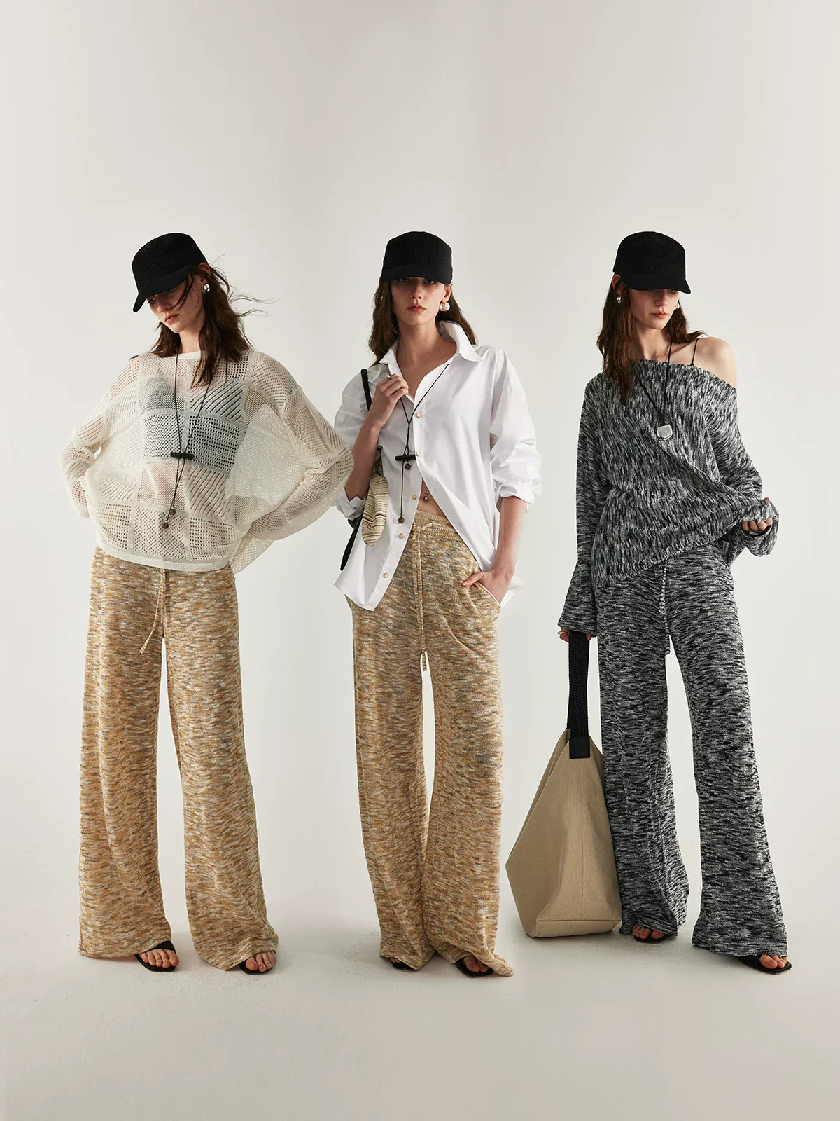 Marl Wide-Leg Pants