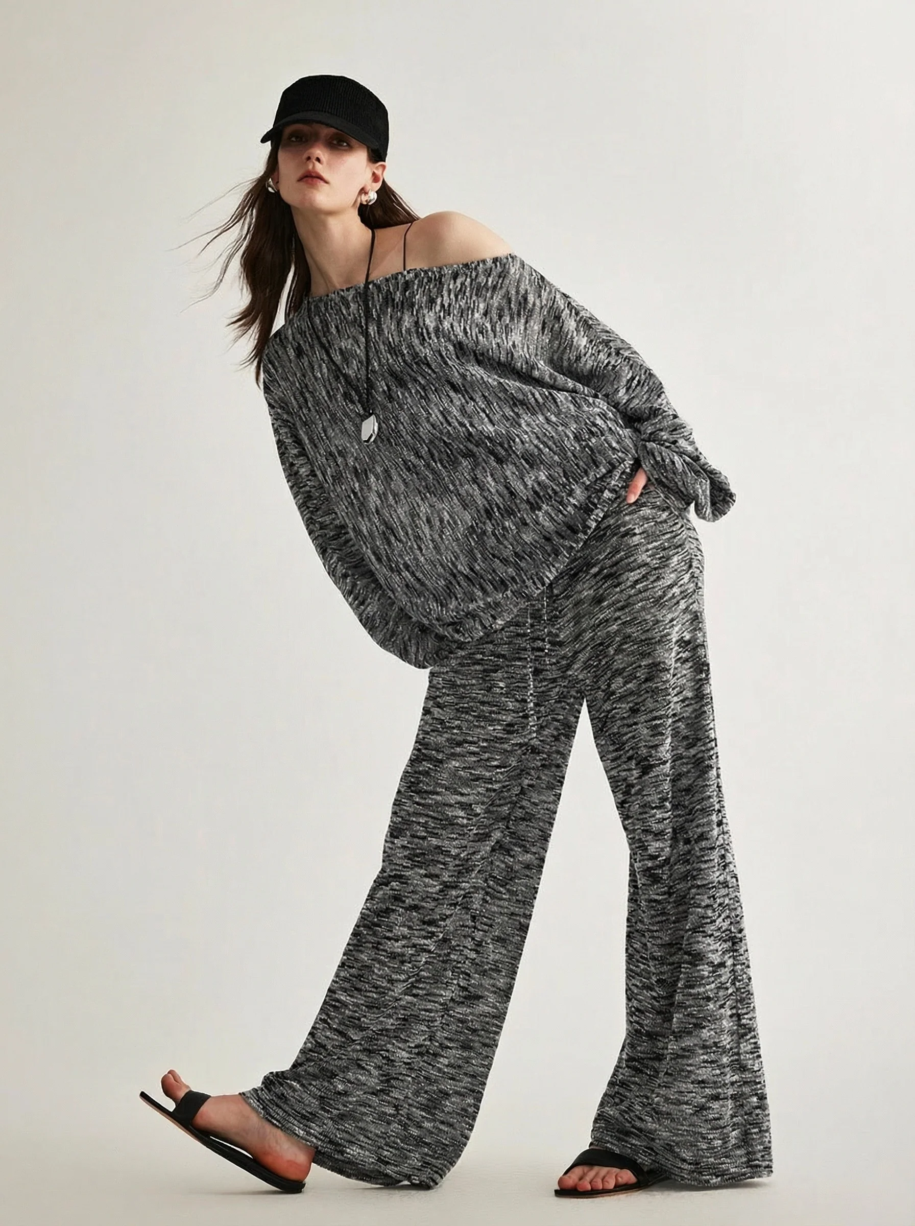 Marl Wide-Leg Pants - Image 2
