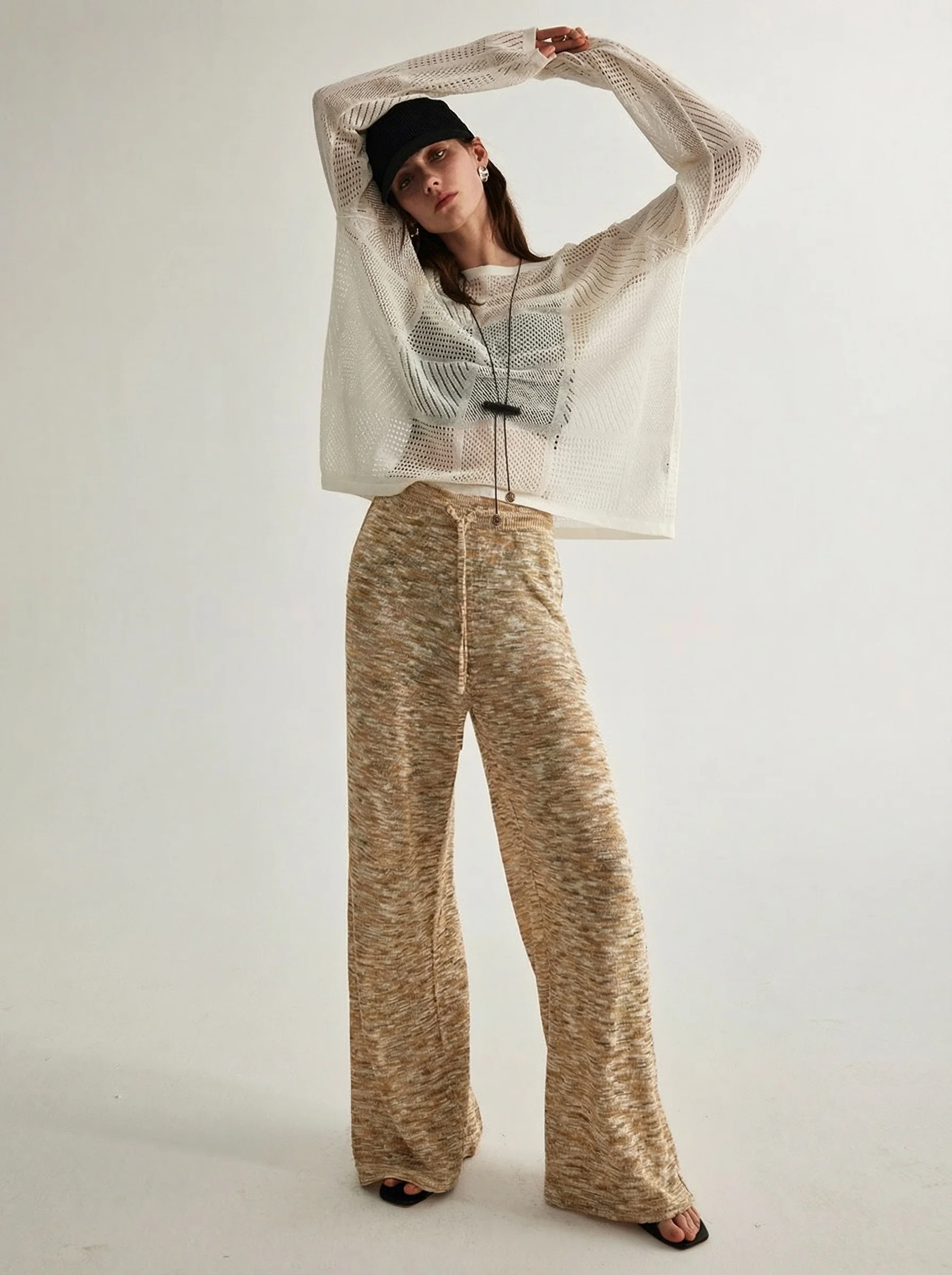 Marl Wide-Leg Pants - Image 3