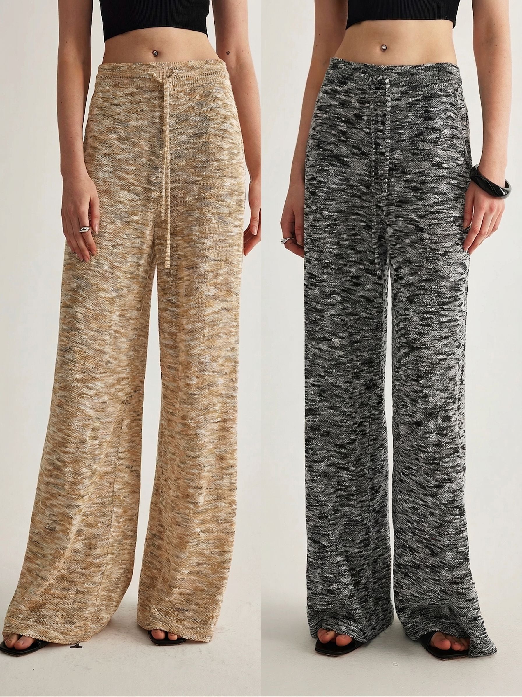 Marl Wide-Leg Pants - Image 4